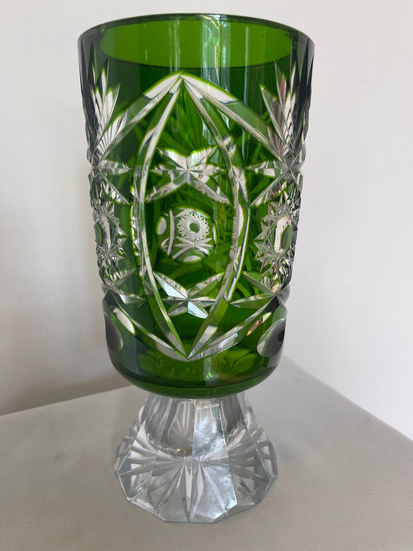 Vaso in Cristallo Verde Tagliato