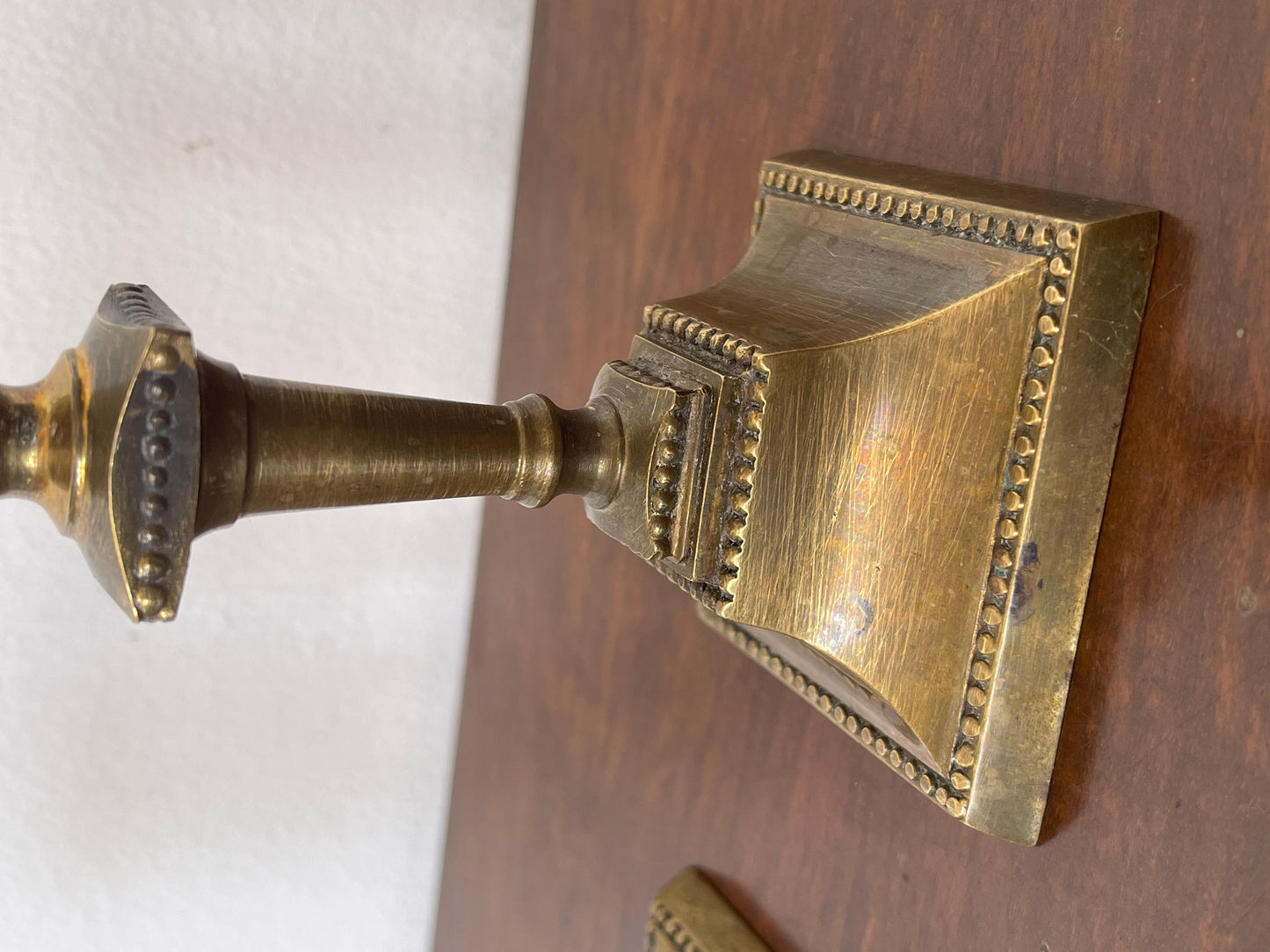 Coppia di candelieri quadrati in bronzo secolo XIX Italian