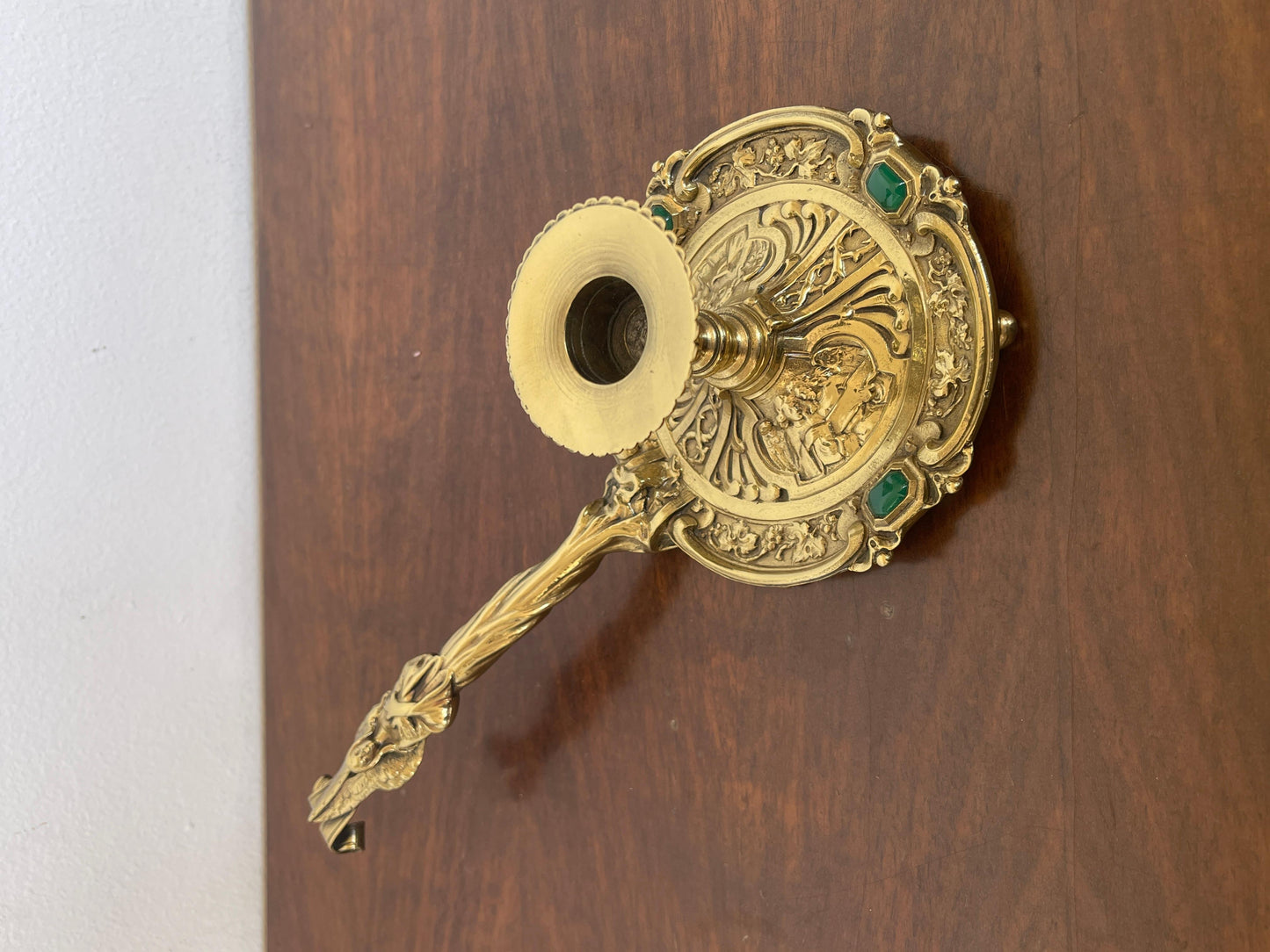 Rara bugia portacandela in bronzo antica XIX secolo