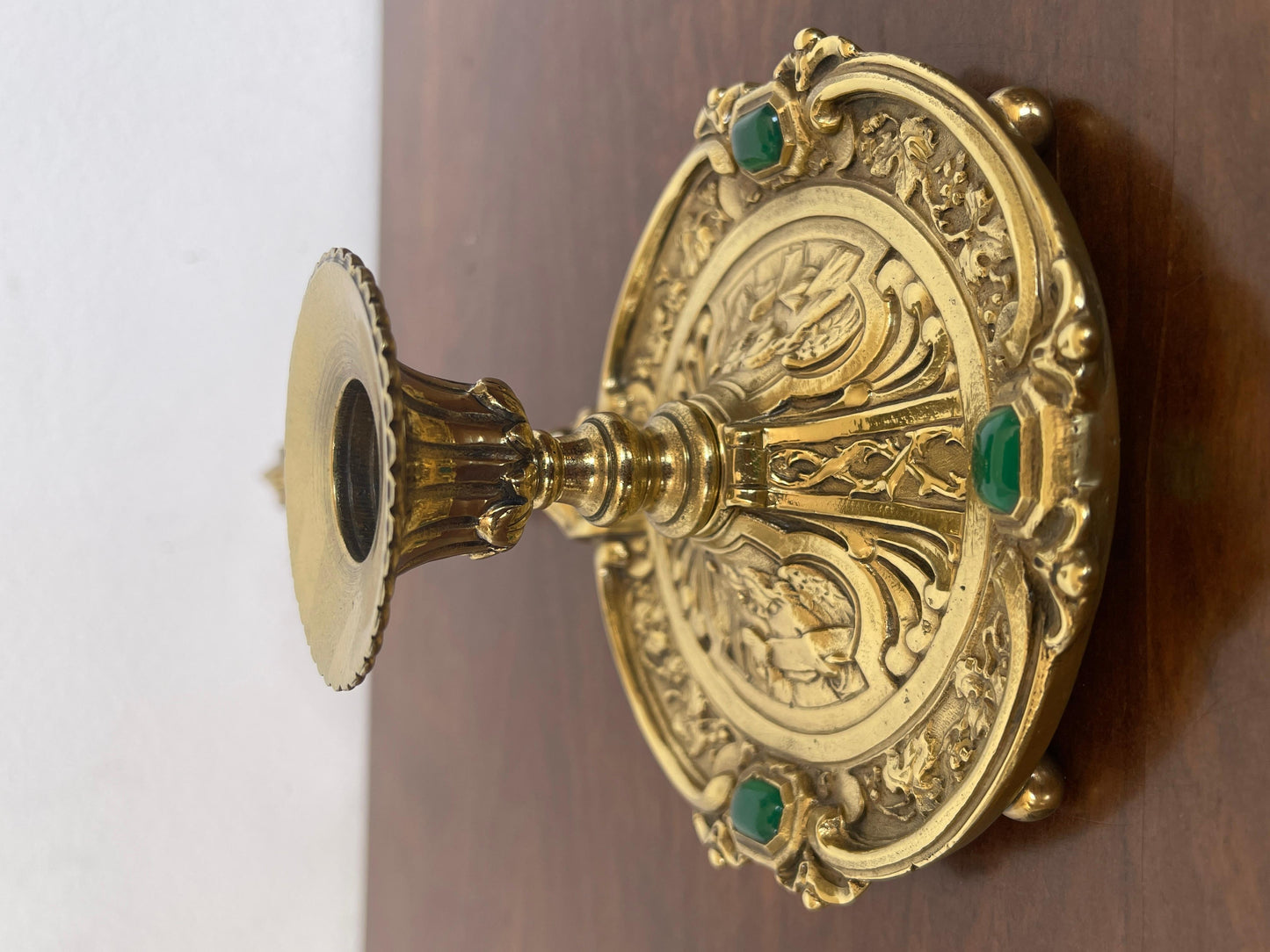 Rara bugia portacandela in bronzo antica XIX secolo