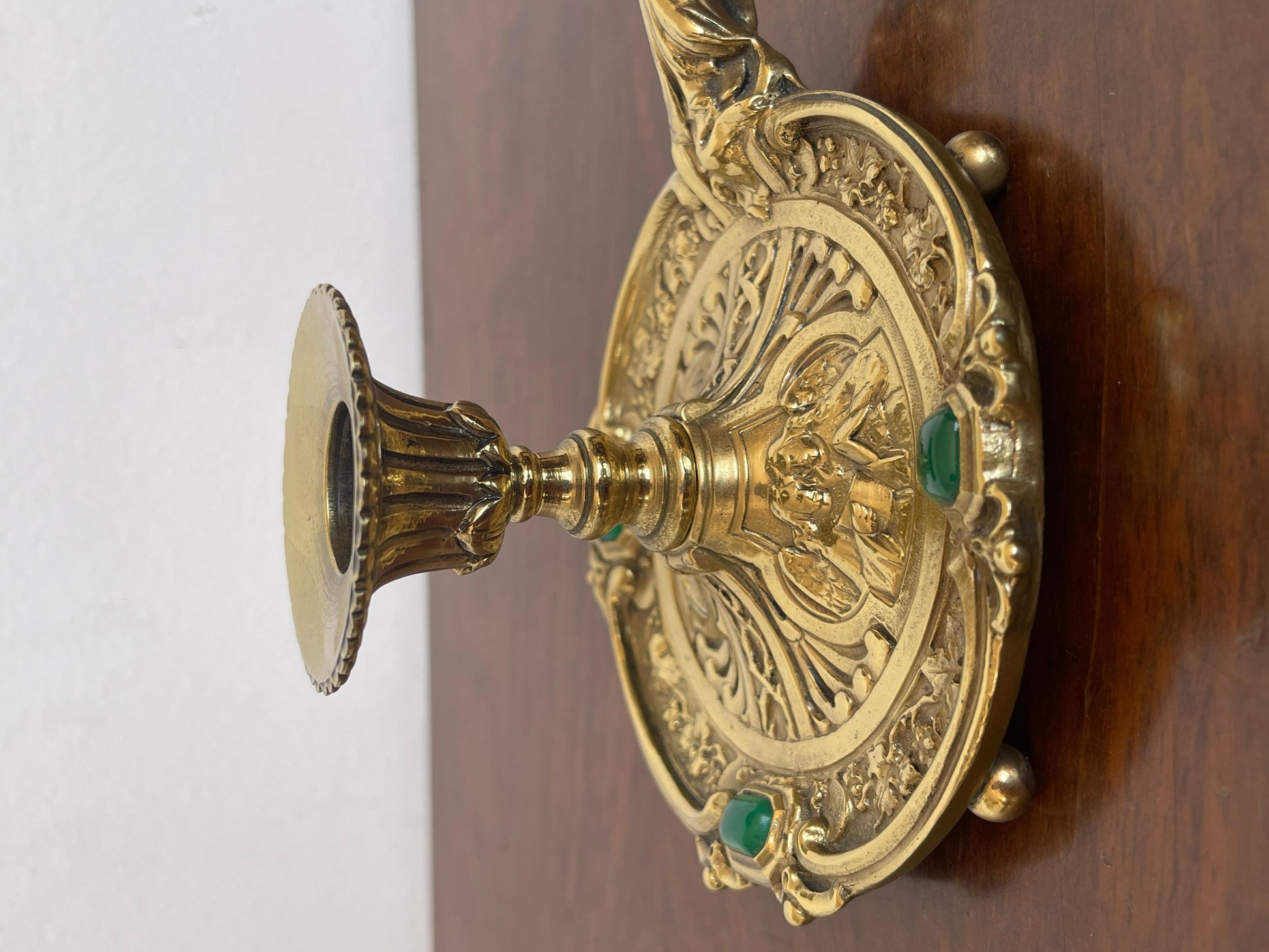 Rara bugia portacandela in bronzo antica XIX secolo