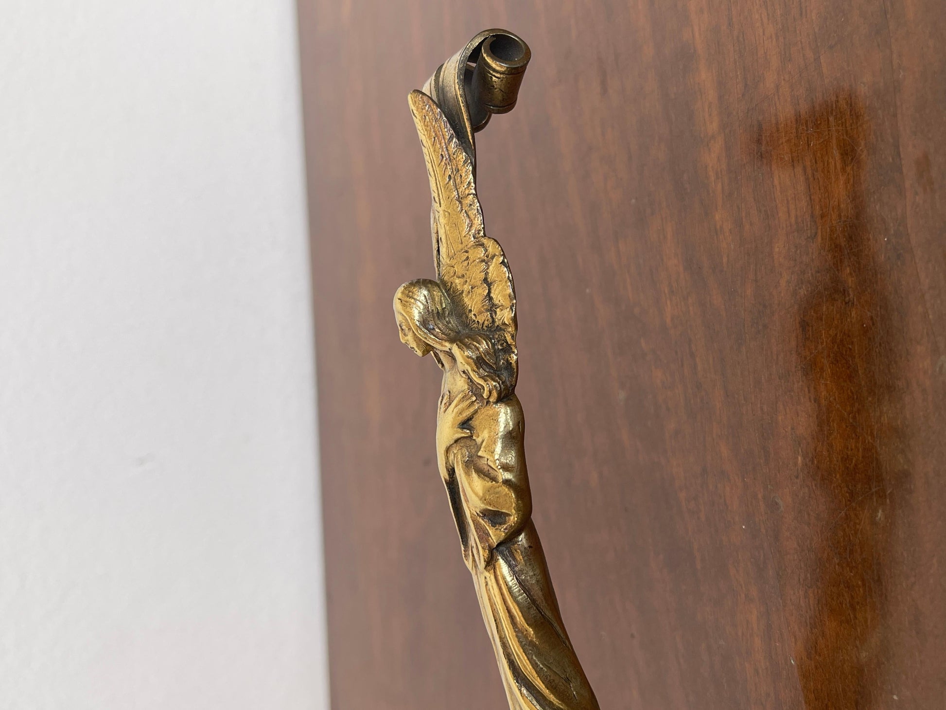 Rara bugia portacandela in bronzo antica XIX secolo