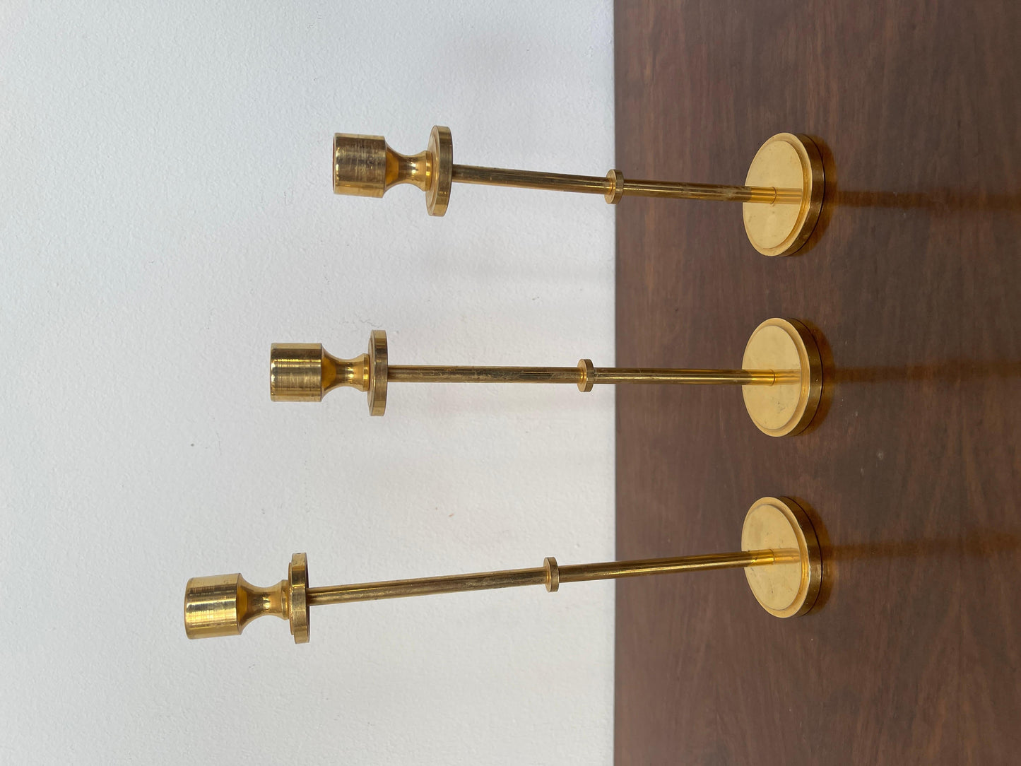 Set di 3 candelieri in ottone vintage anni '70