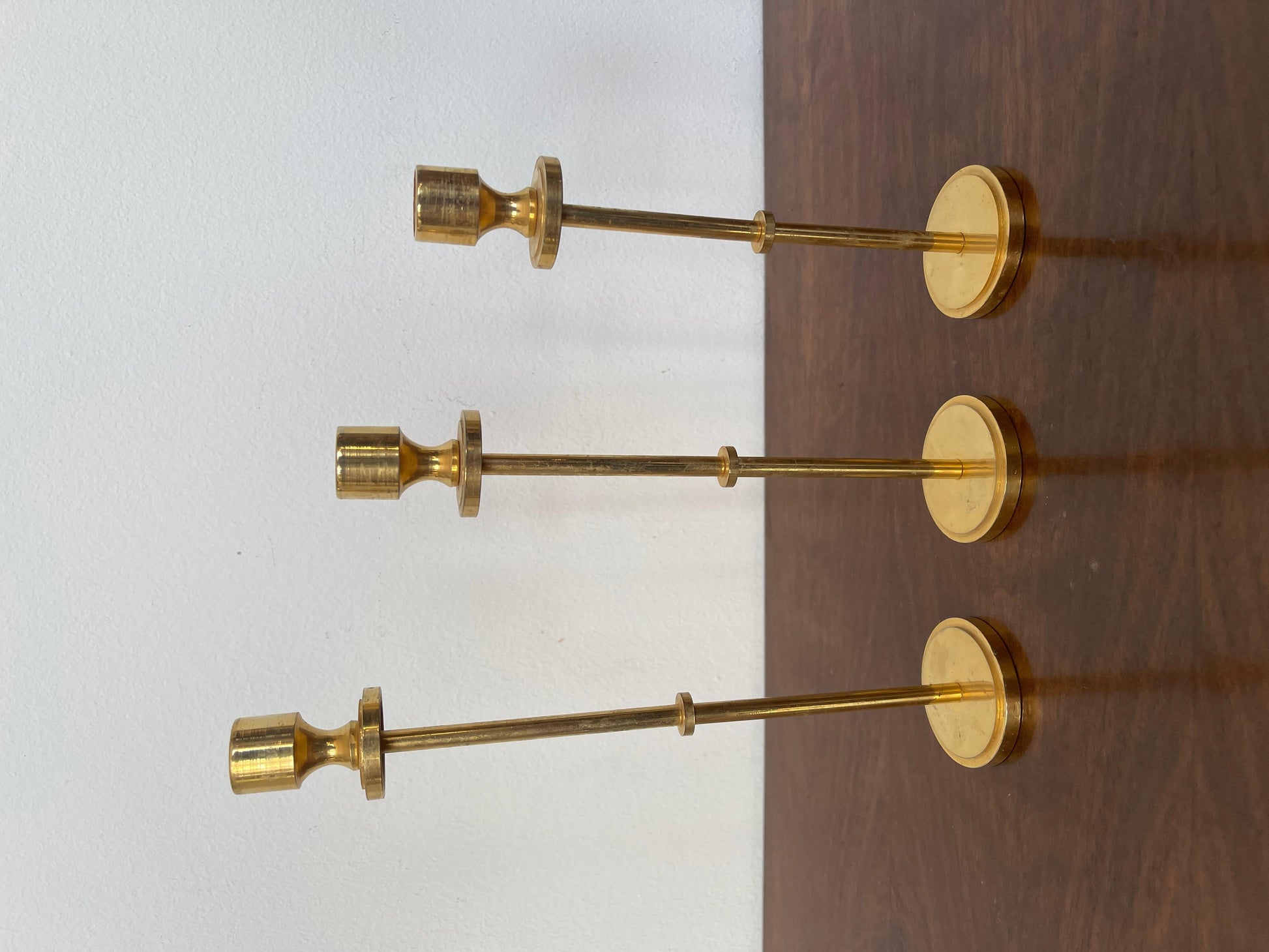 Set di 3 candelieri in ottone vintage anni '70