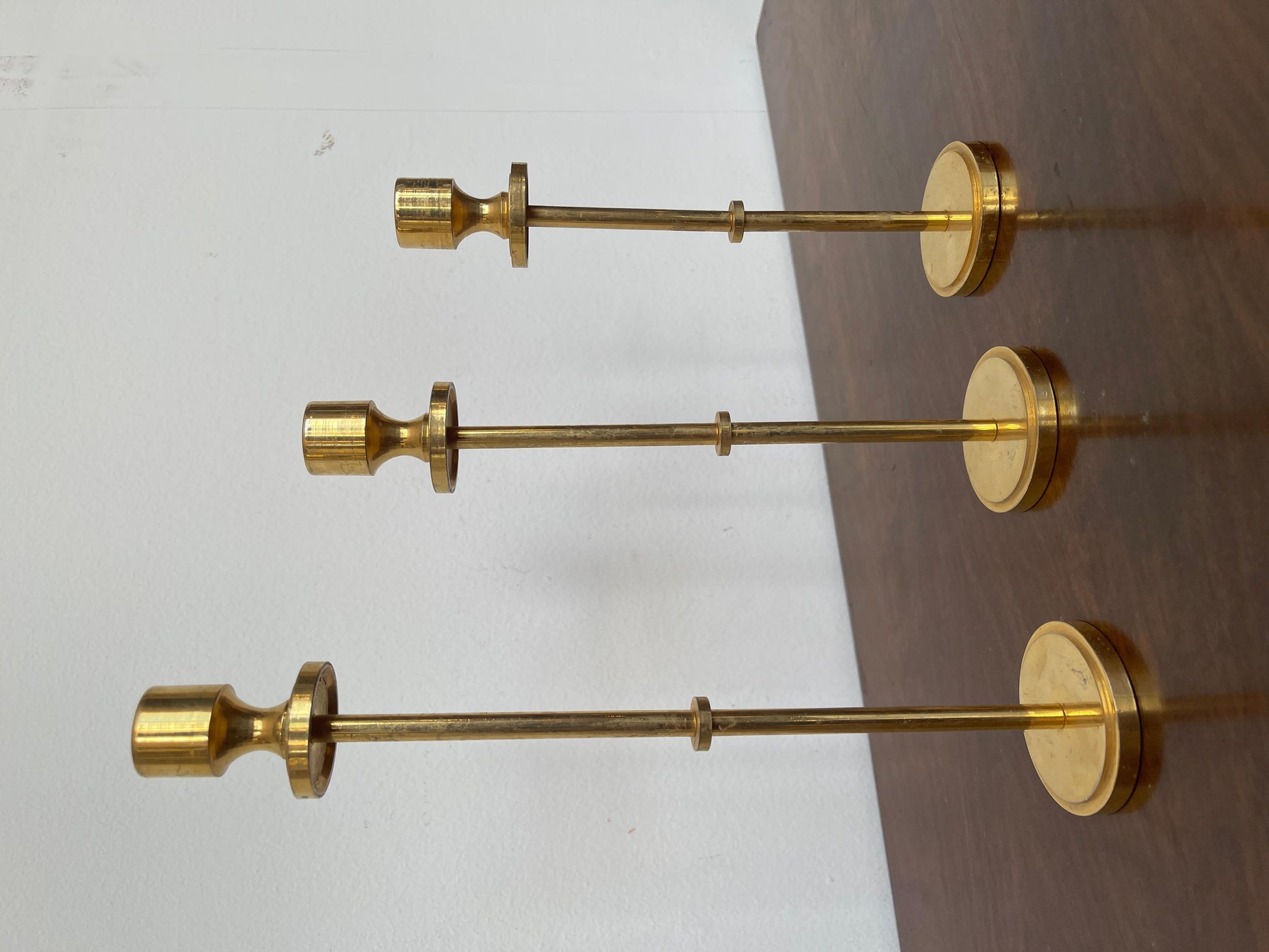 Set di 3 candelieri in ottone vintage anni '70