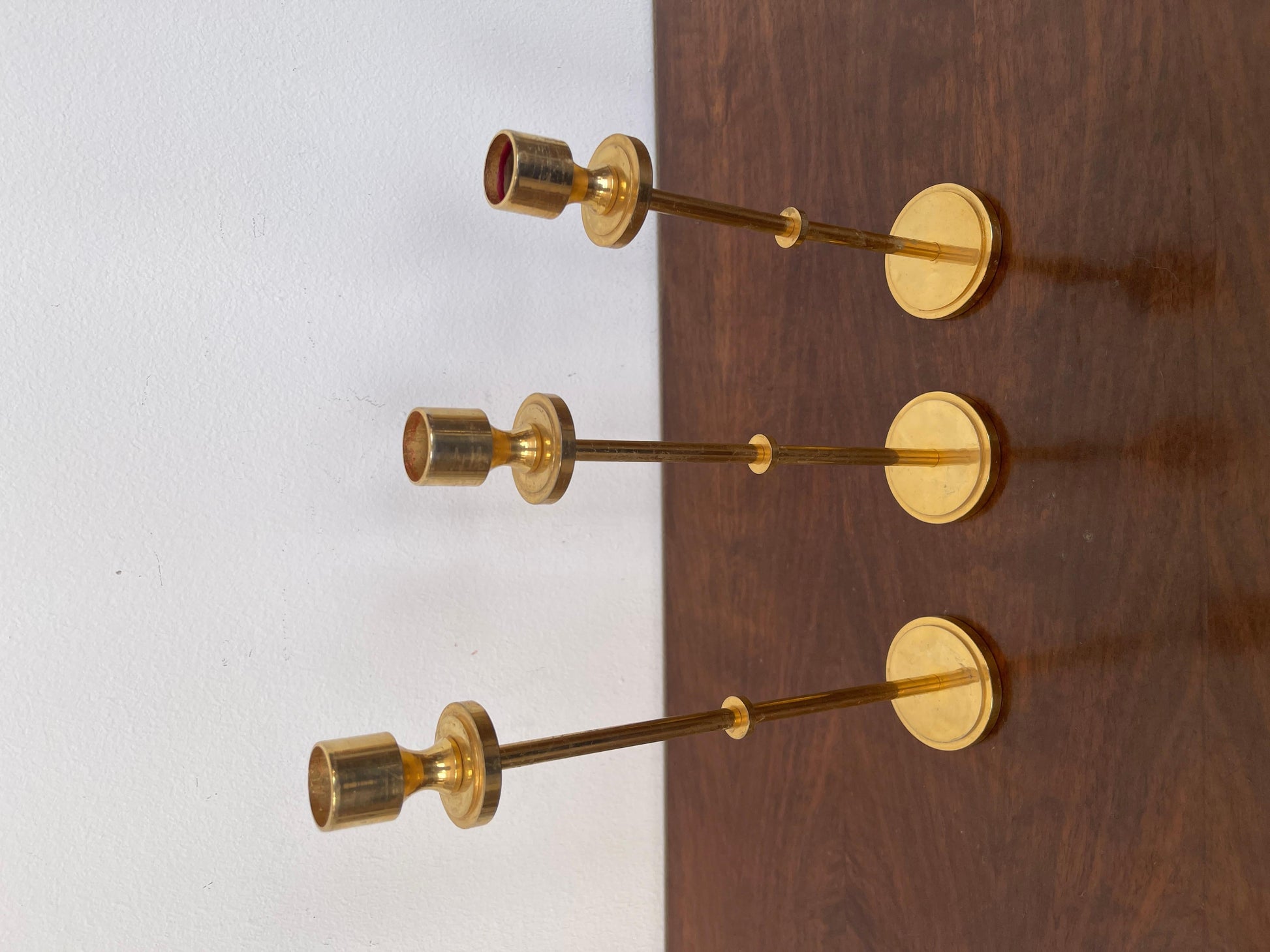 Set di 3 candelieri in ottone vintage anni '70