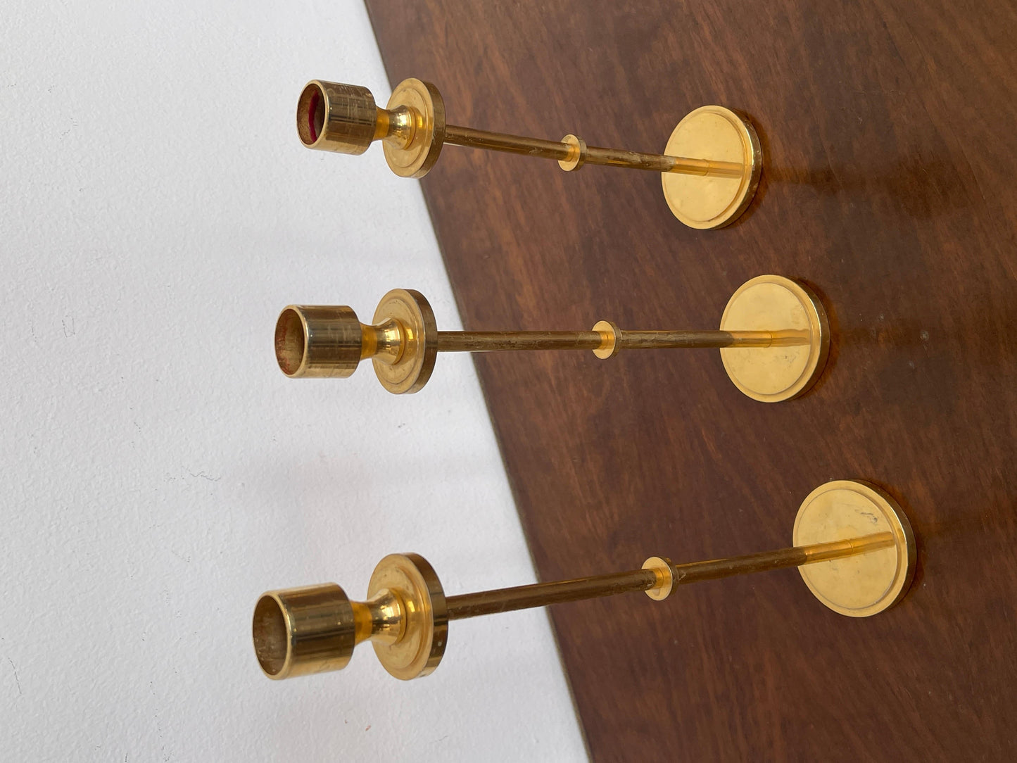 Set di 3 candelieri in ottone vintage anni '70