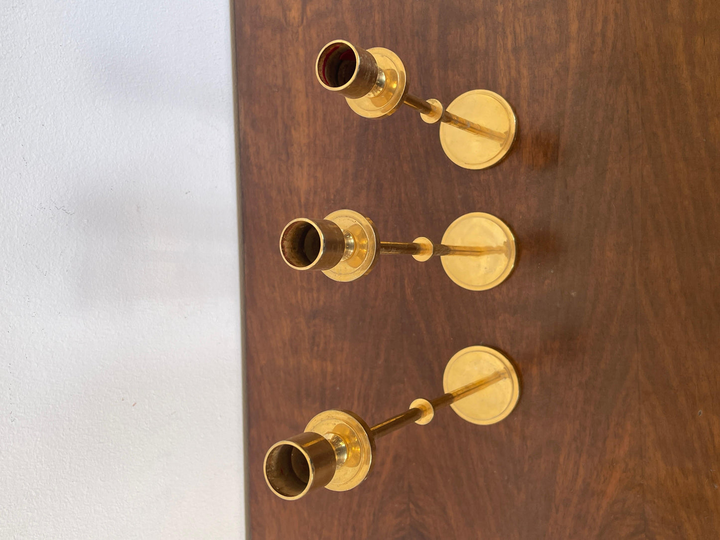 Set di 3 candelieri in ottone vintage anni '70