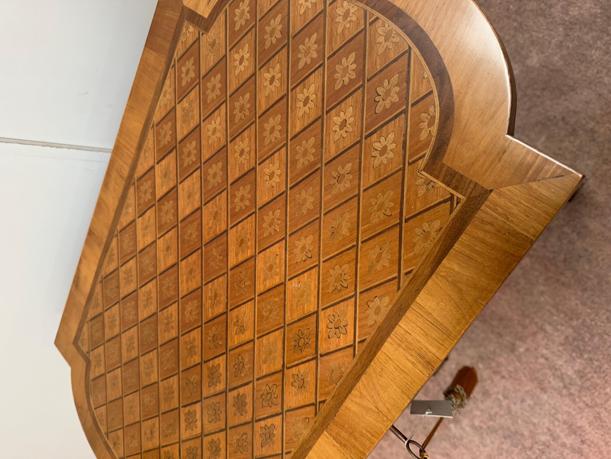 Tavolino intarsiato italiano vintage anni '90