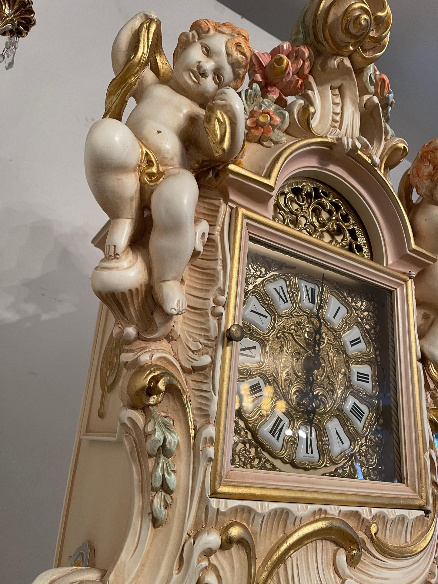 Orologio a Pendolo in Legno Laccato Style Barocco Veneziano 700