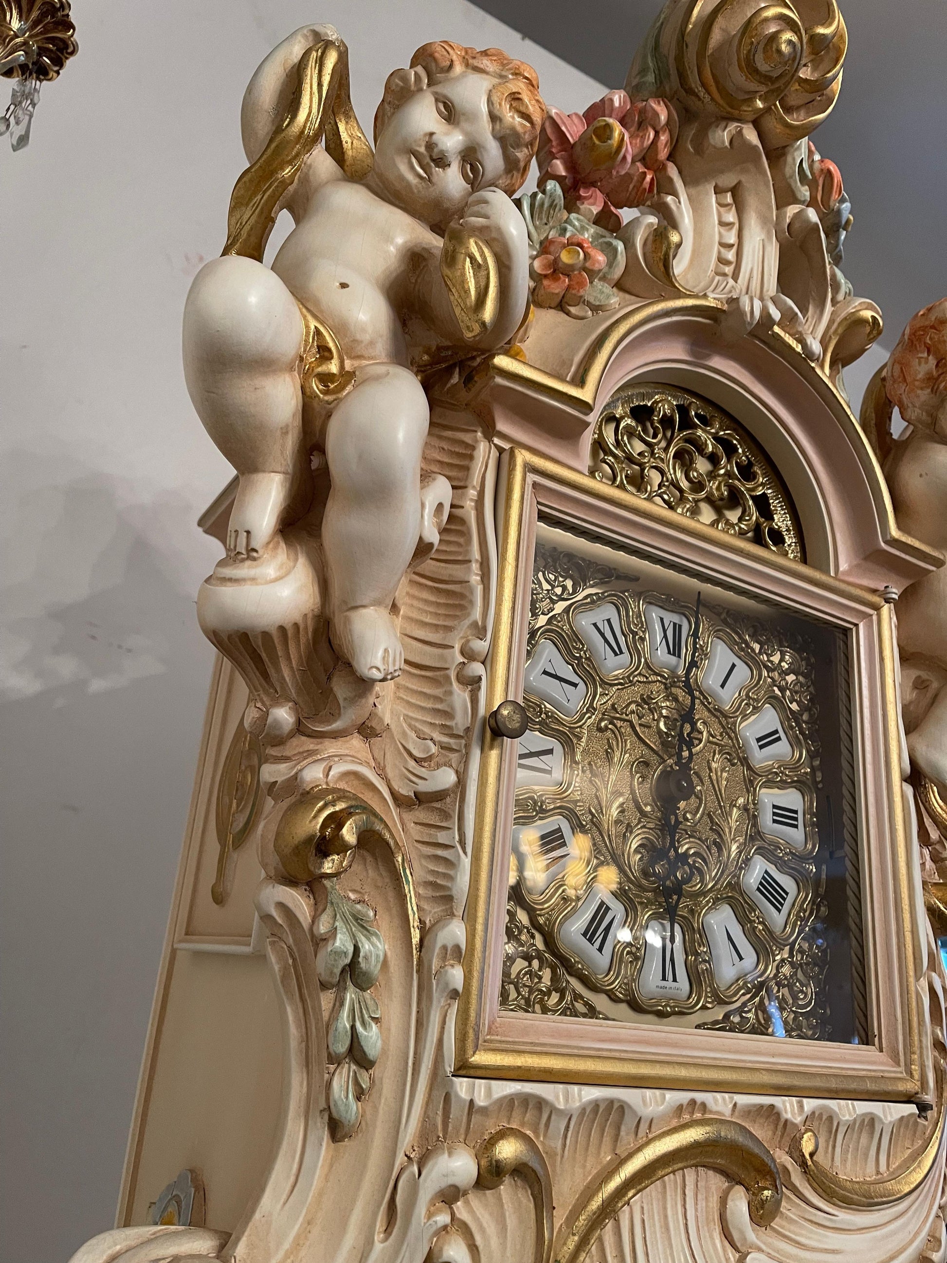 Orologio a Pendolo in Legno Laccato Style Barocco Veneziano 700