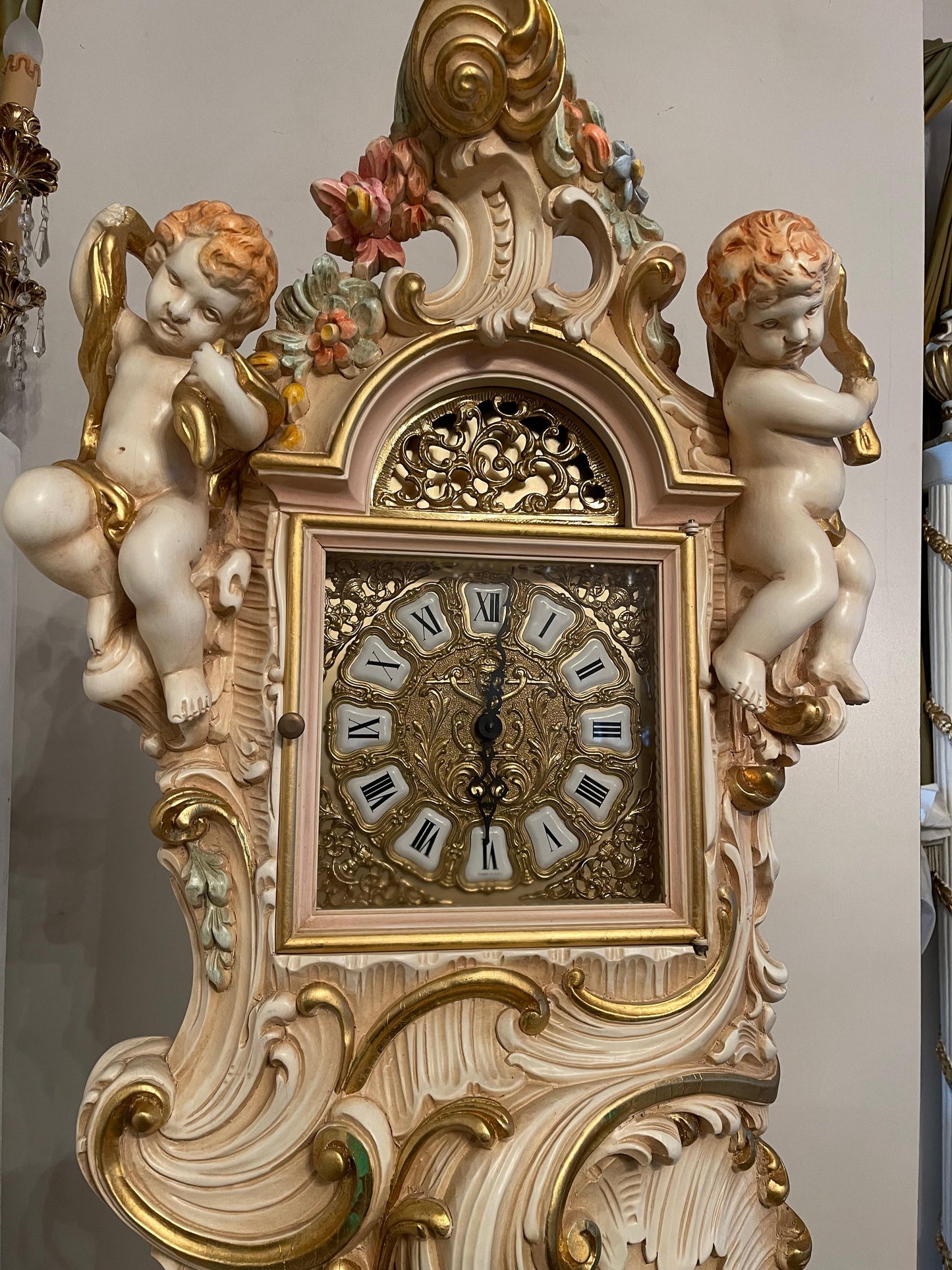Orologio a Pendolo in Legno Laccato Style Barocco Veneziano 700