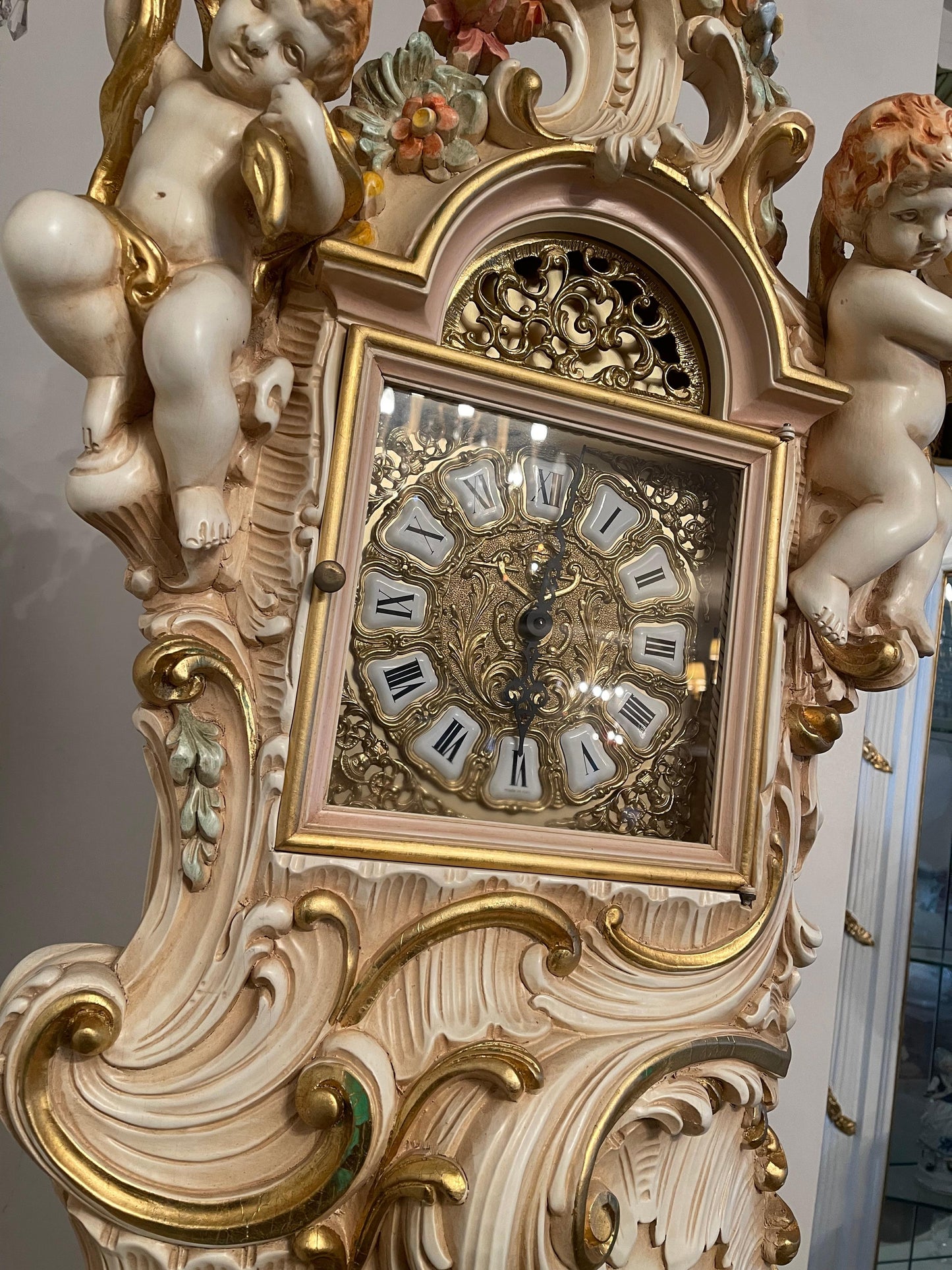 Orologio a Pendolo in Legno Laccato Style Barocco Veneziano 700