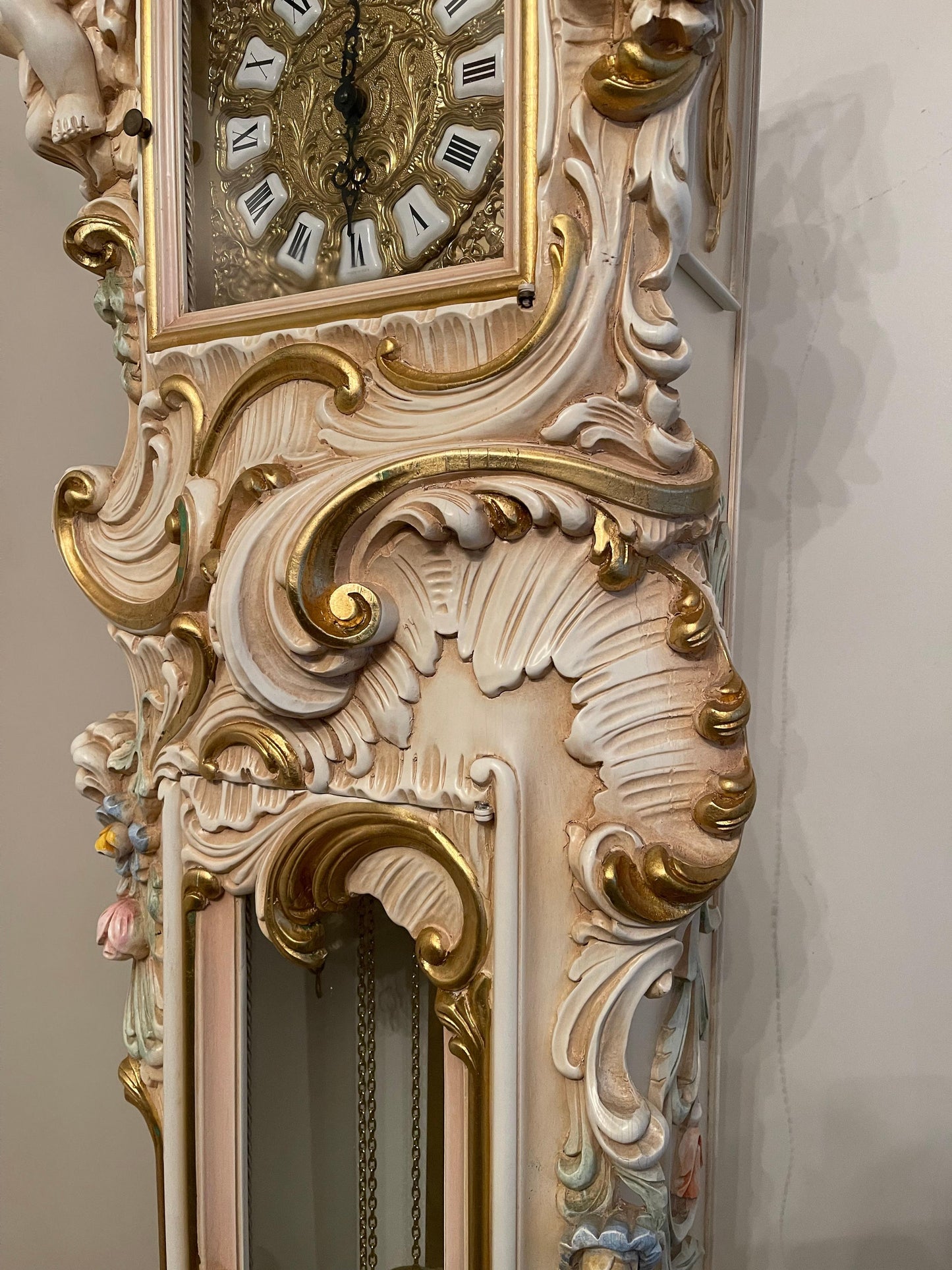 Orologio a Pendolo in Legno Laccato Style Barocco Veneziano 700