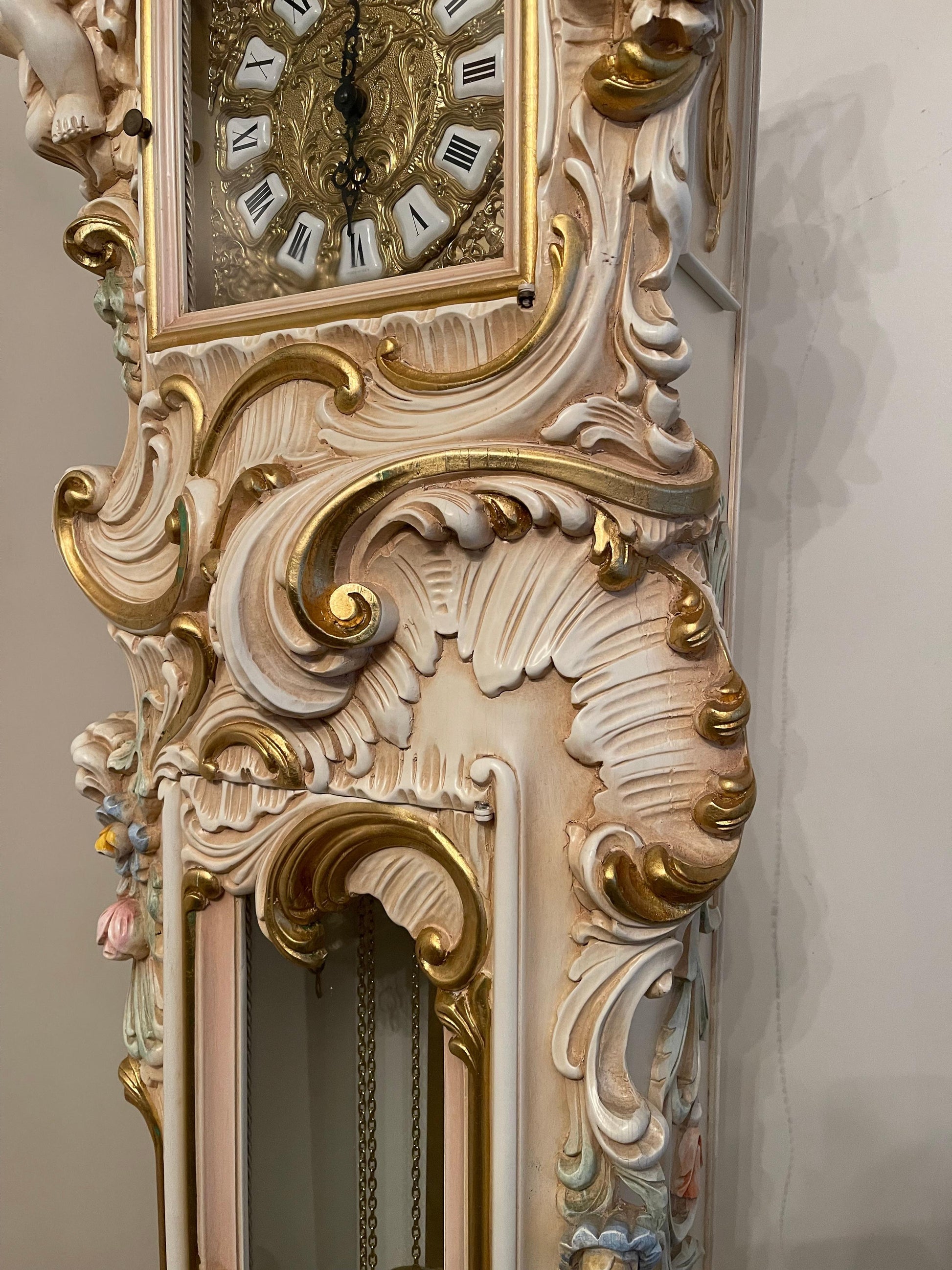 Orologio a Pendolo in Legno Laccato Style Barocco Veneziano 700