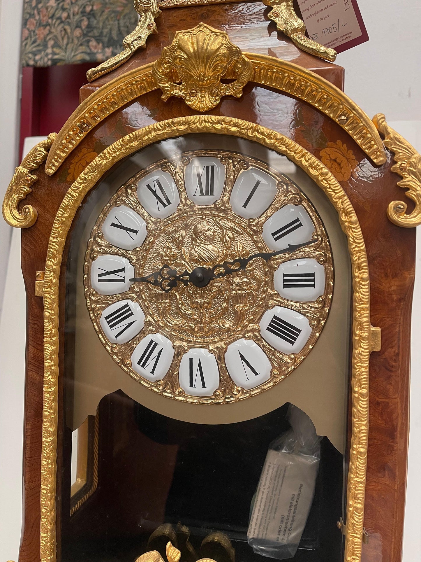 Orologio francese con colonna in palissandro ottone anni '80