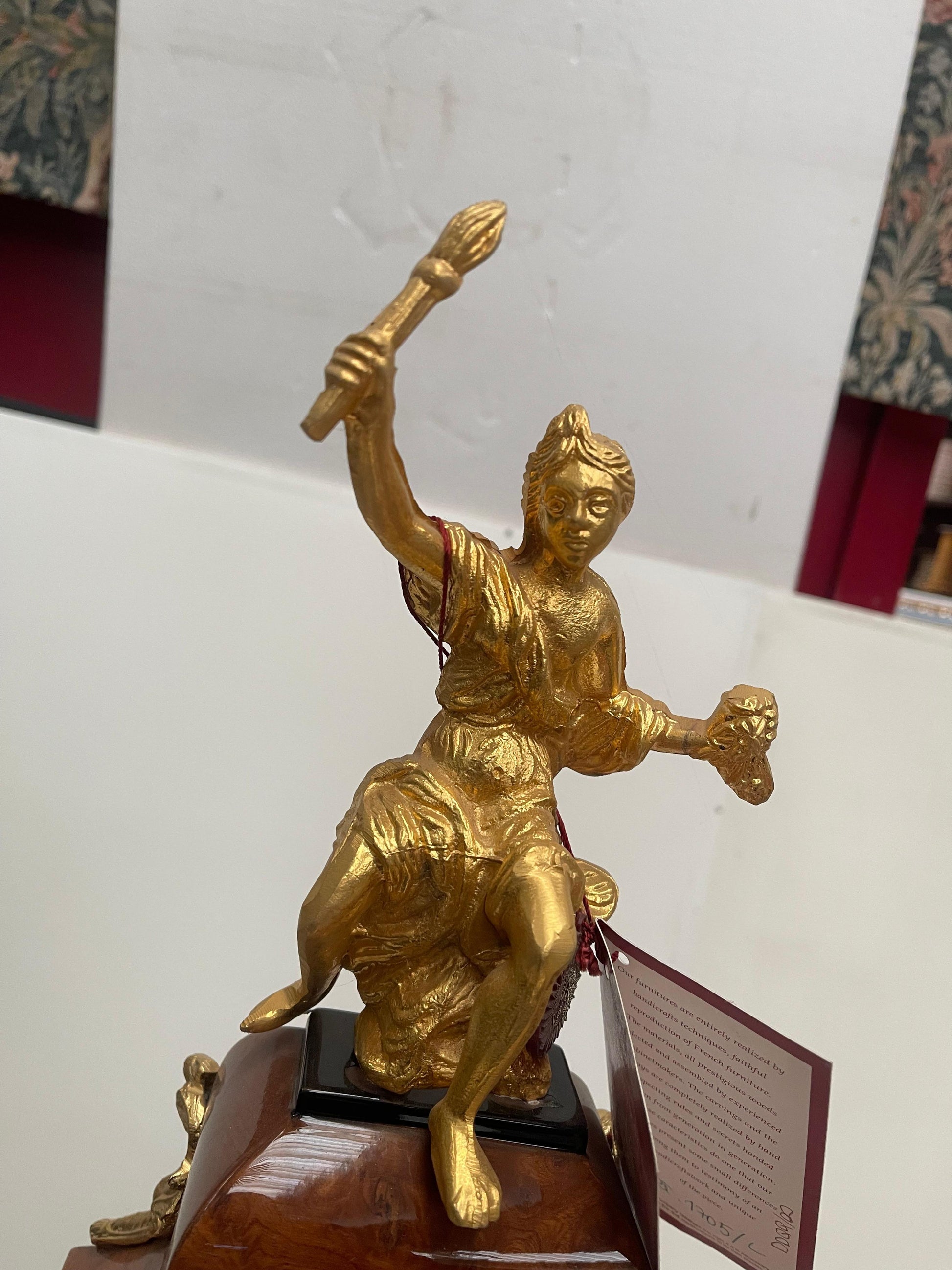 Orologio francese con colonna in palissandro ottone anni '80