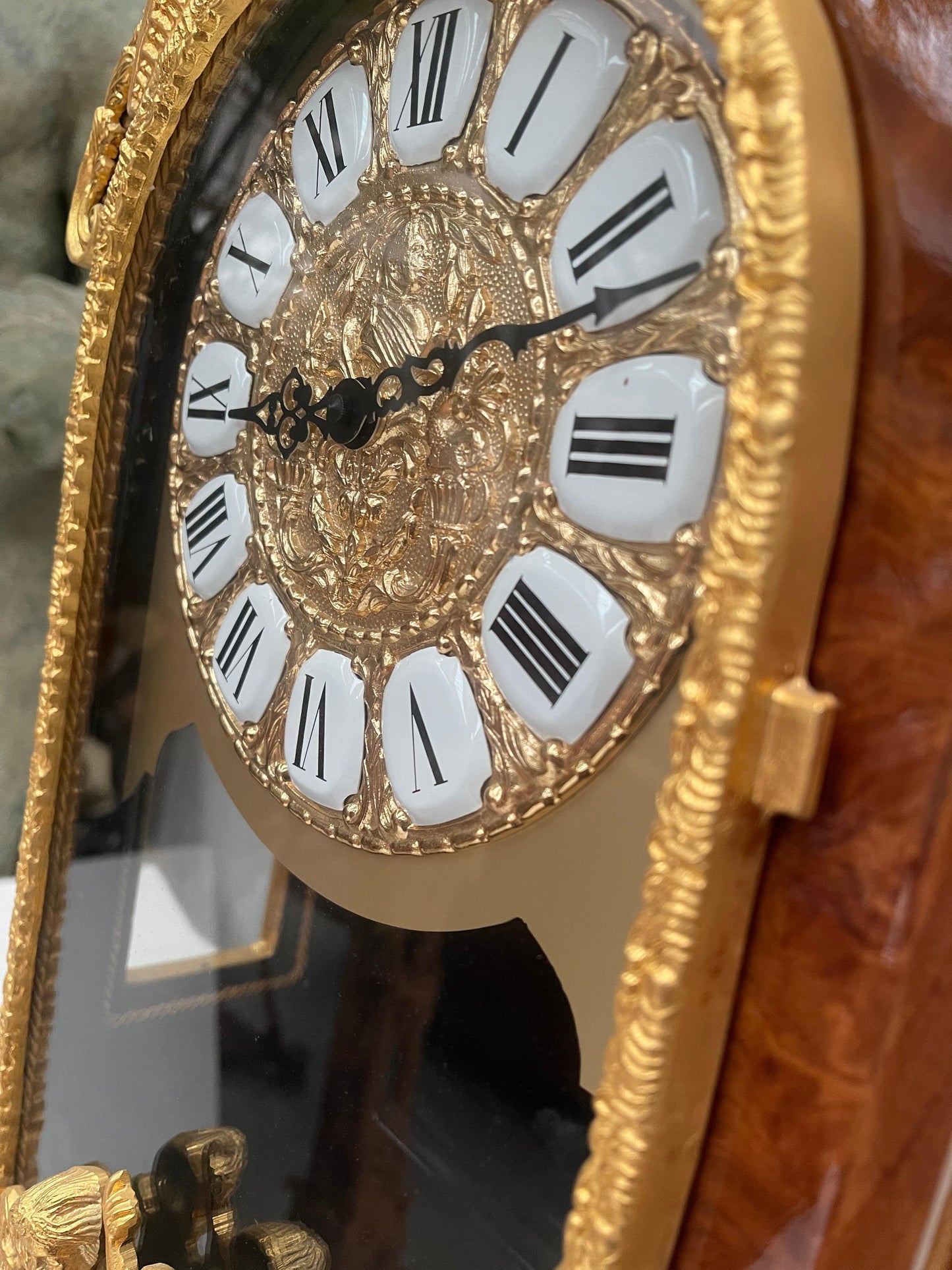 Orologio francese con colonna in palissandro ottone anni '80