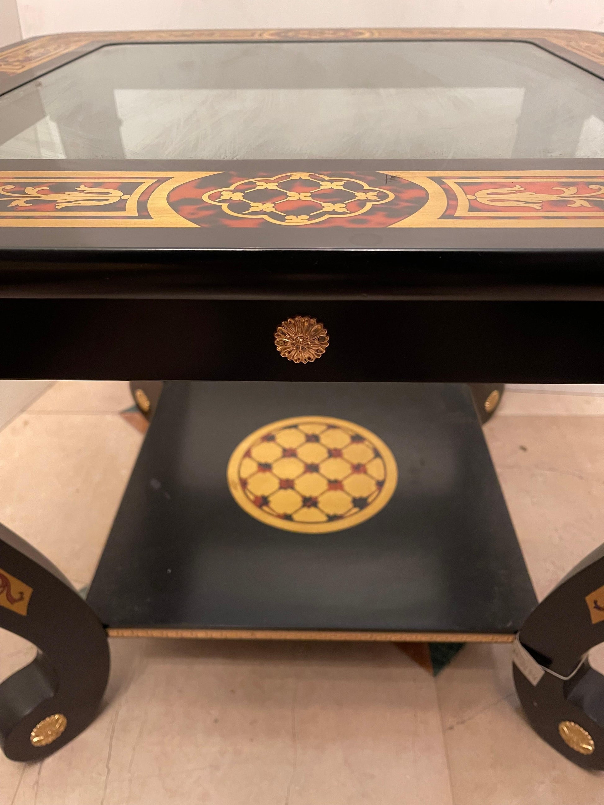 Tavolino Versailles con intarsio di ottone Charles boulle