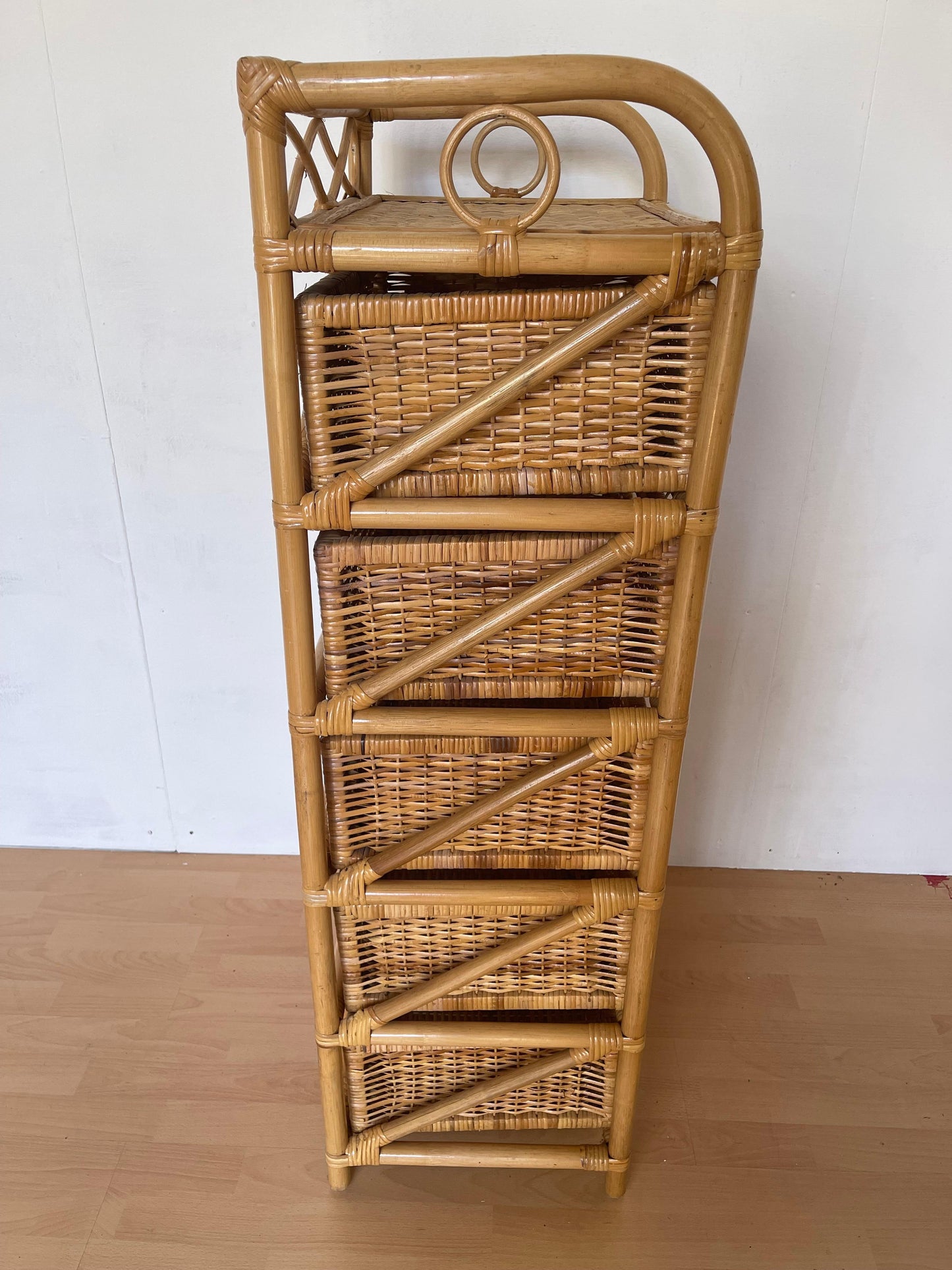 Cassiettiera in bambu 4 casseti naturale vimini vintage anni 90