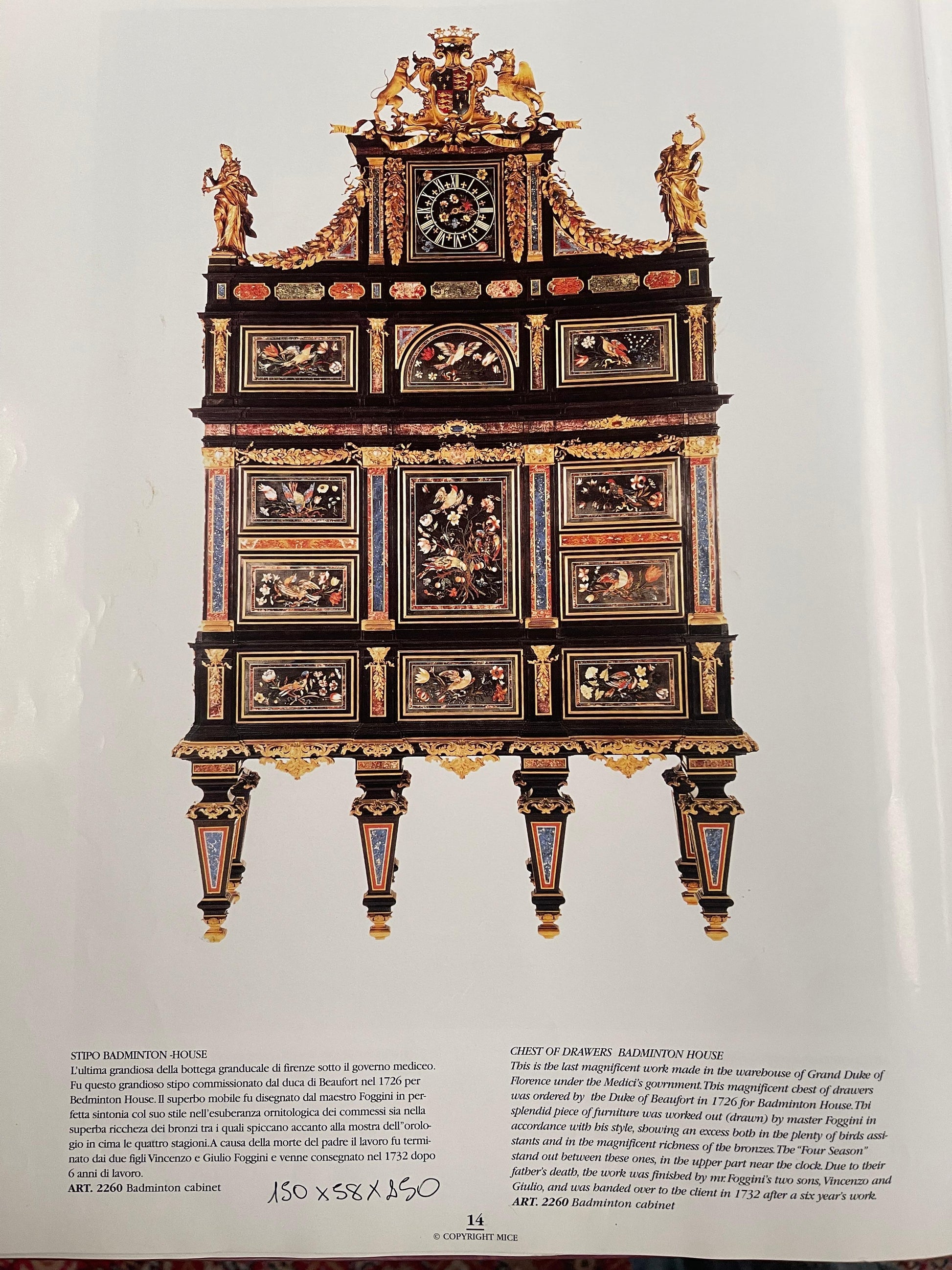 The Badminton Cabinet - Reproduction of the original 1950 Italy