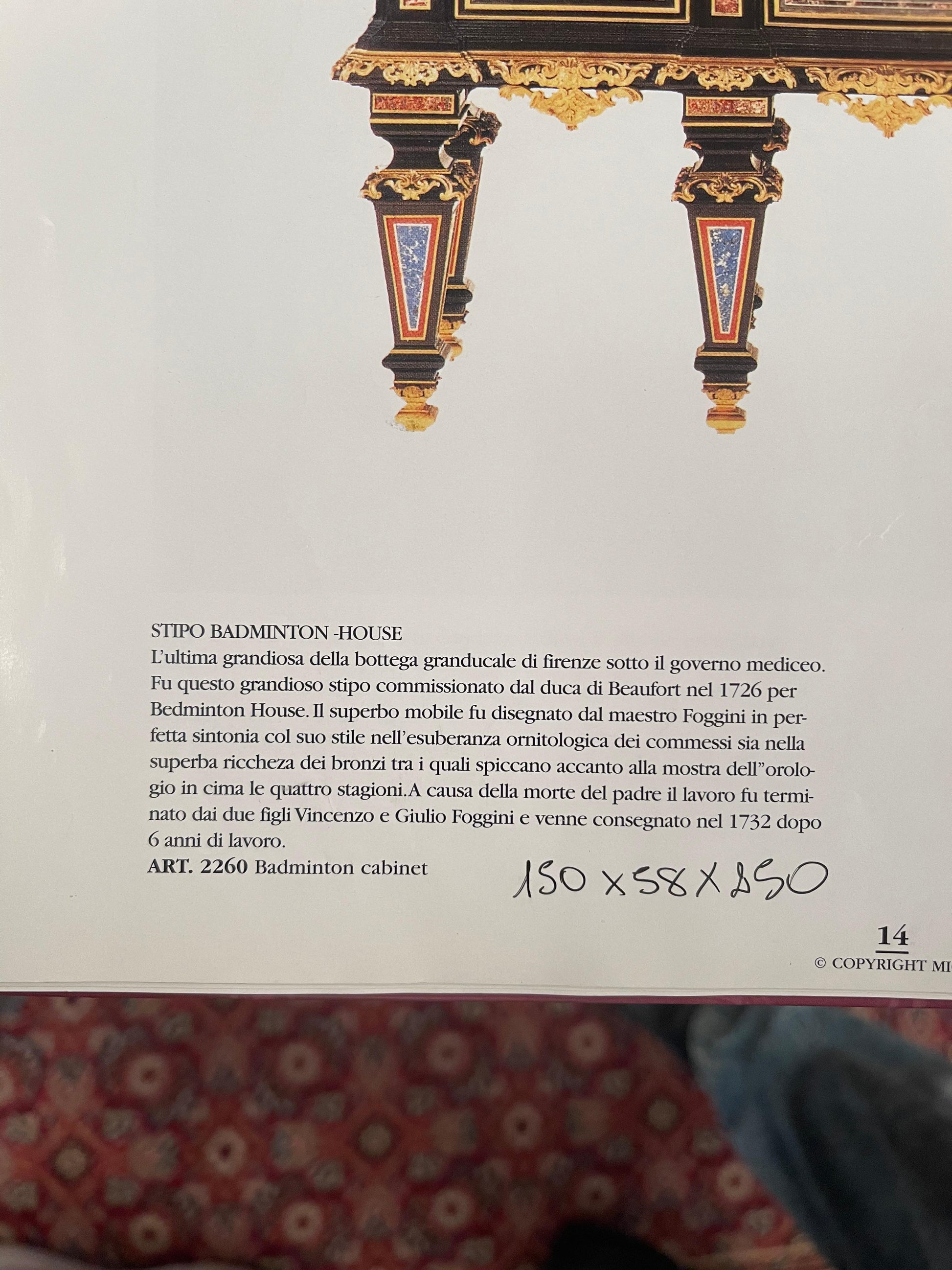 The Badminton Cabinet - Reproduction of the original 1950 Italy