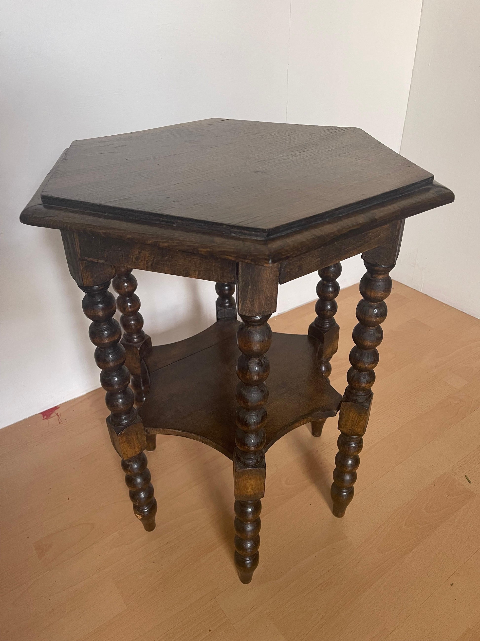 Tavolino Rocchetto in legno esagonale vintage anni '98