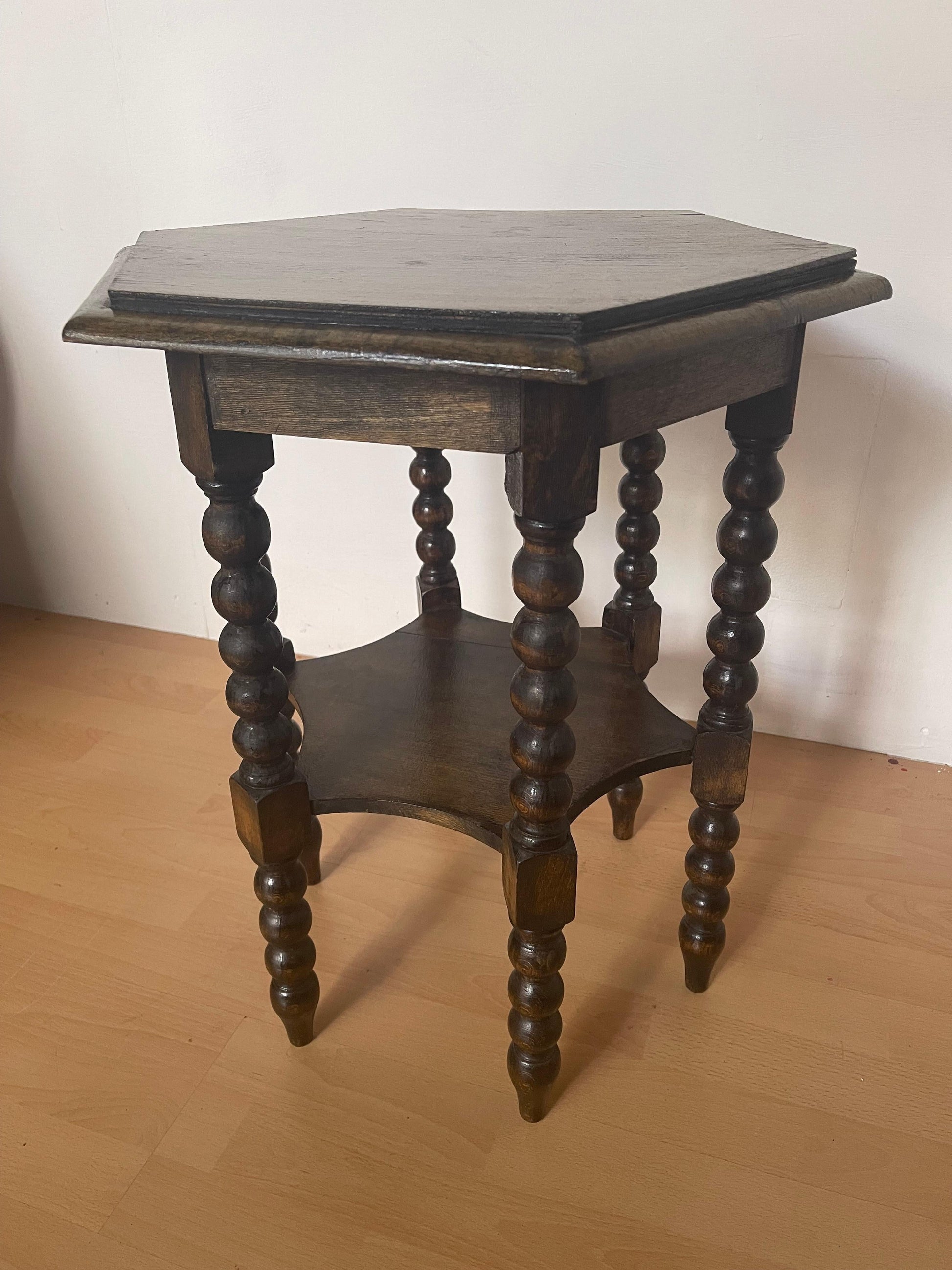 Tavolino Rocchetto in legno esagonale vintage anni '98