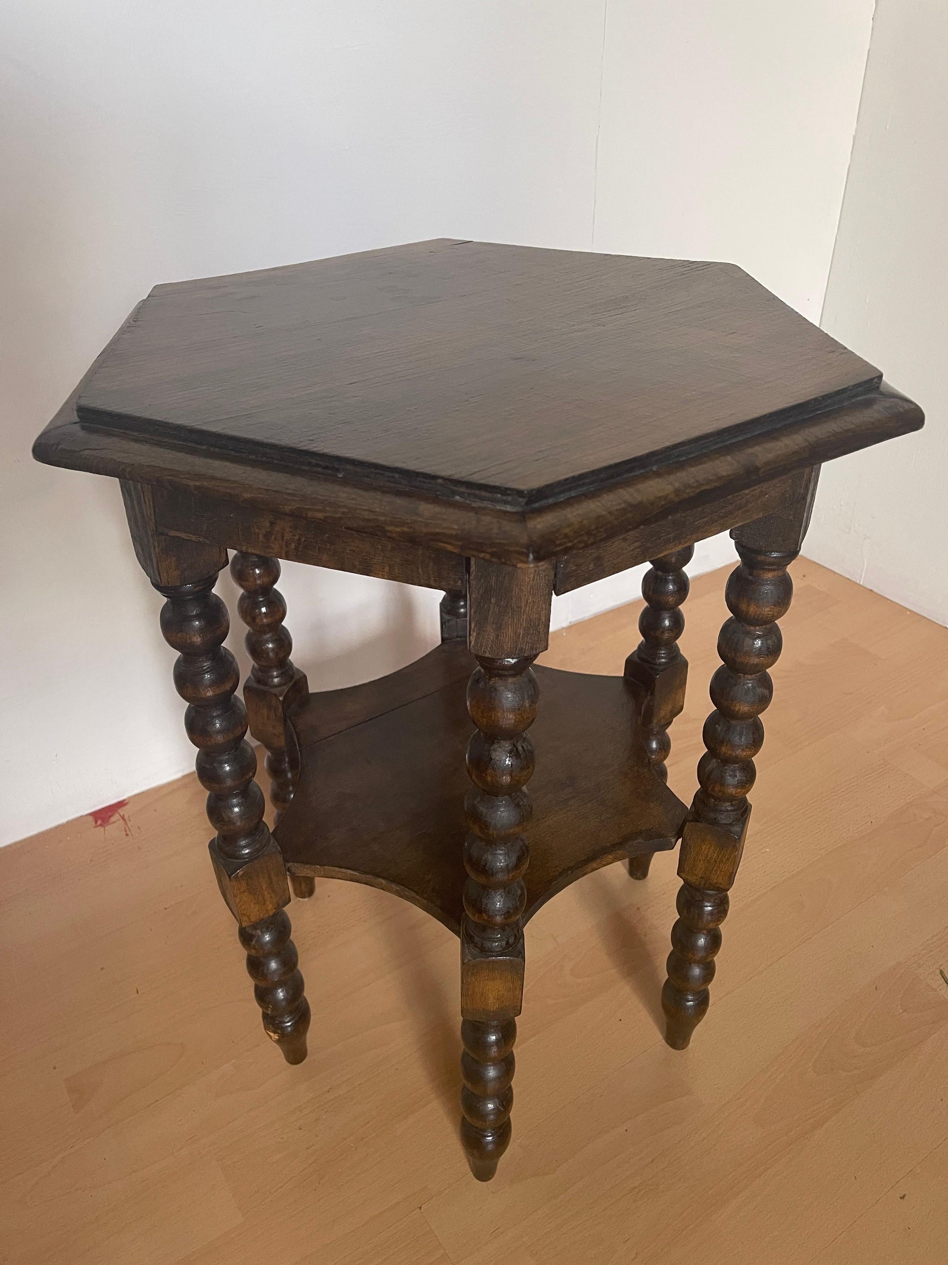 Tavolino Rocchetto in legno esagonale vintage anni '98