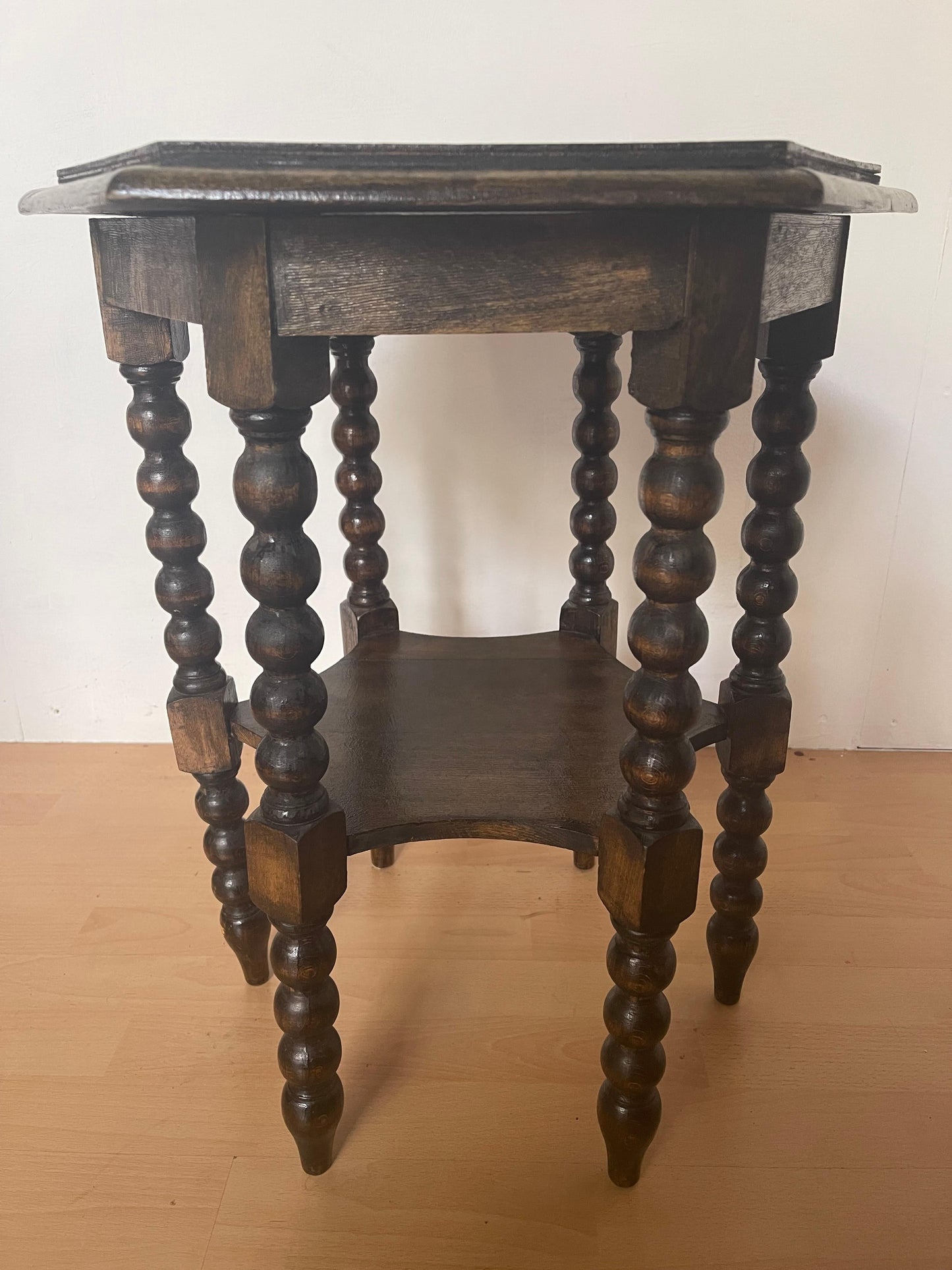 Tavolino Rocchetto in legno esagonale vintage anni '98