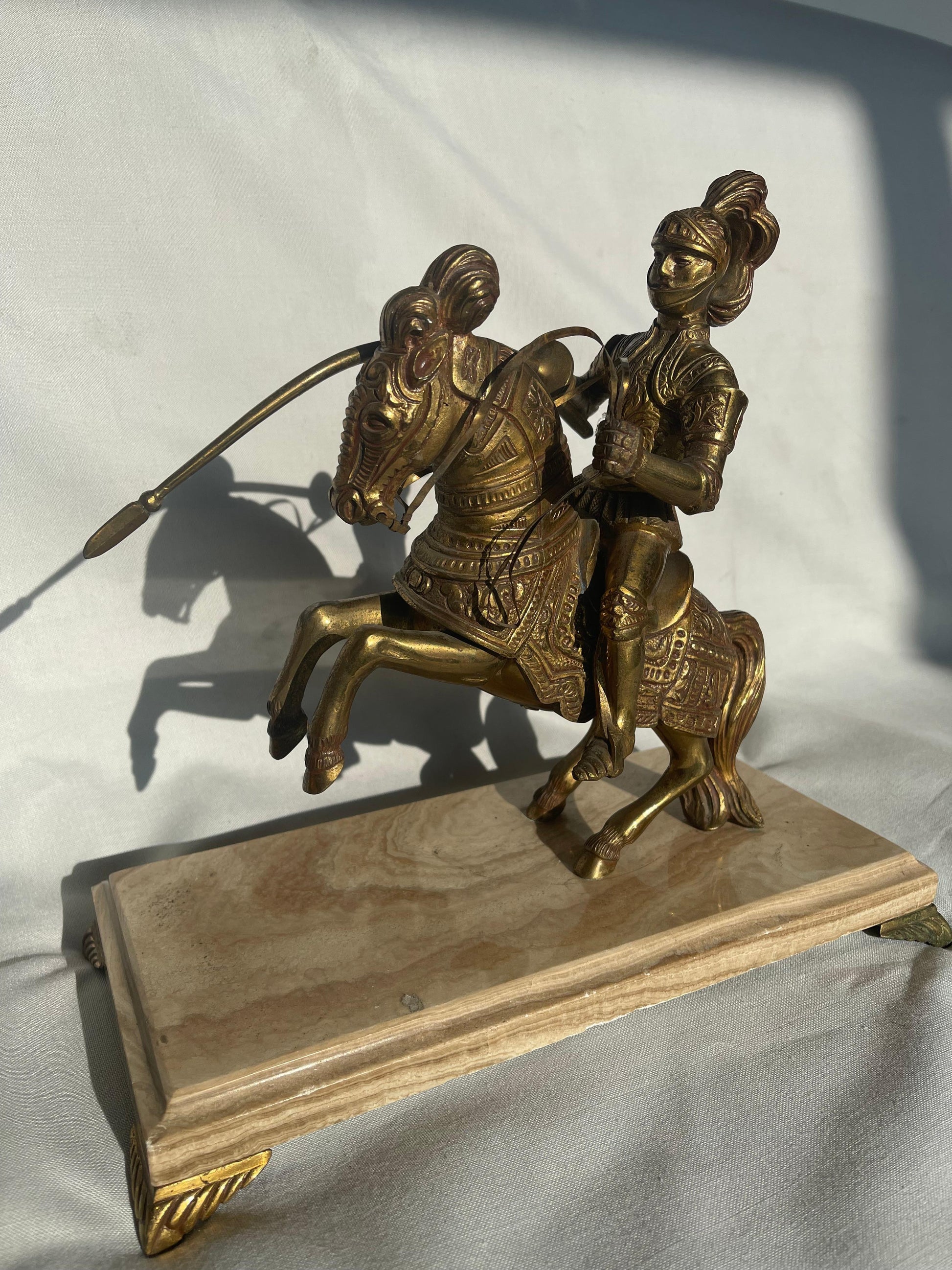 Rinascimentale Coppia di soldati gotici a cavallo Metallo Rinascimento XX Secolo