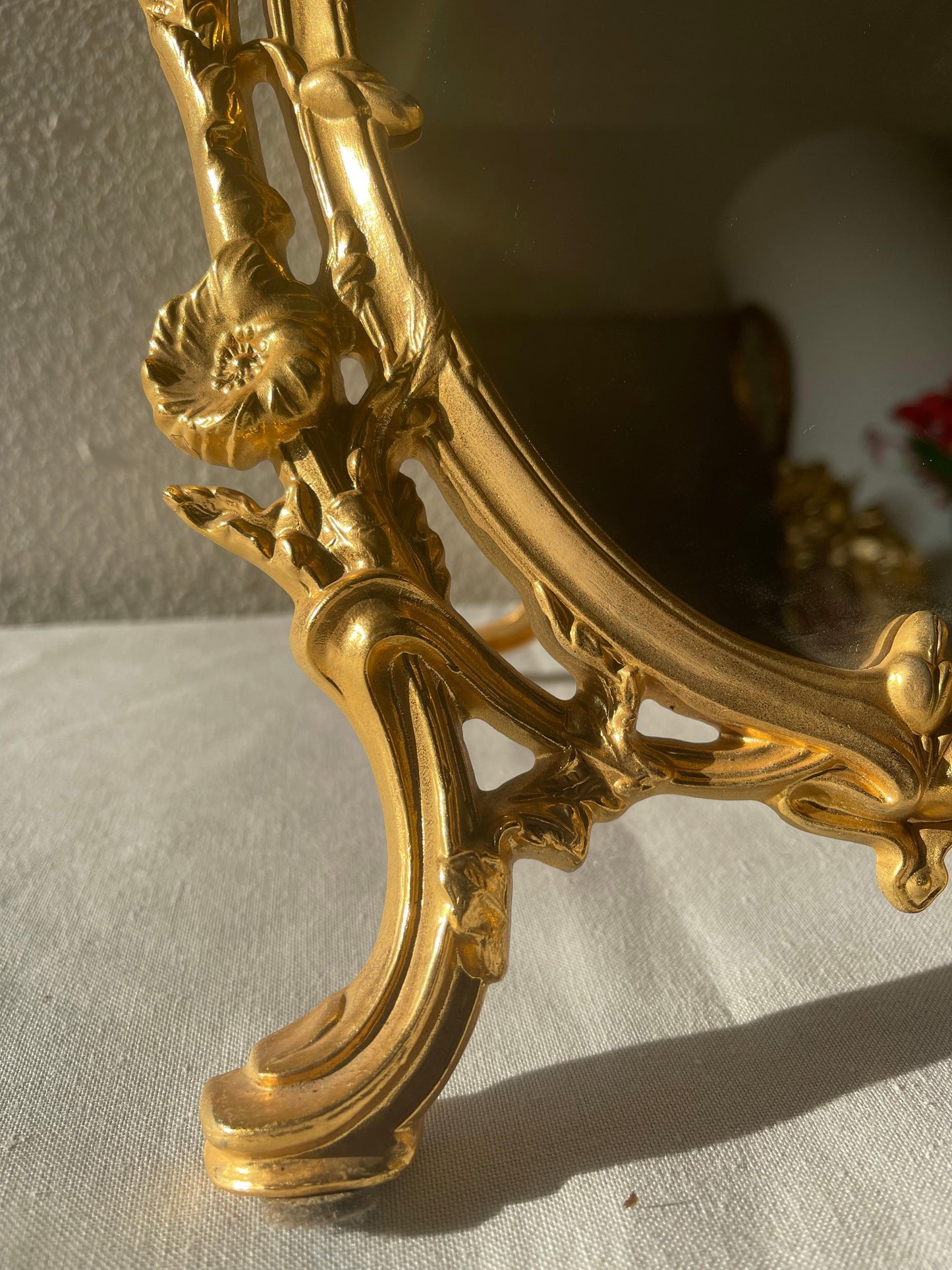 Splendido specchio in bronzo da tavolo italiano stile francese anni '90