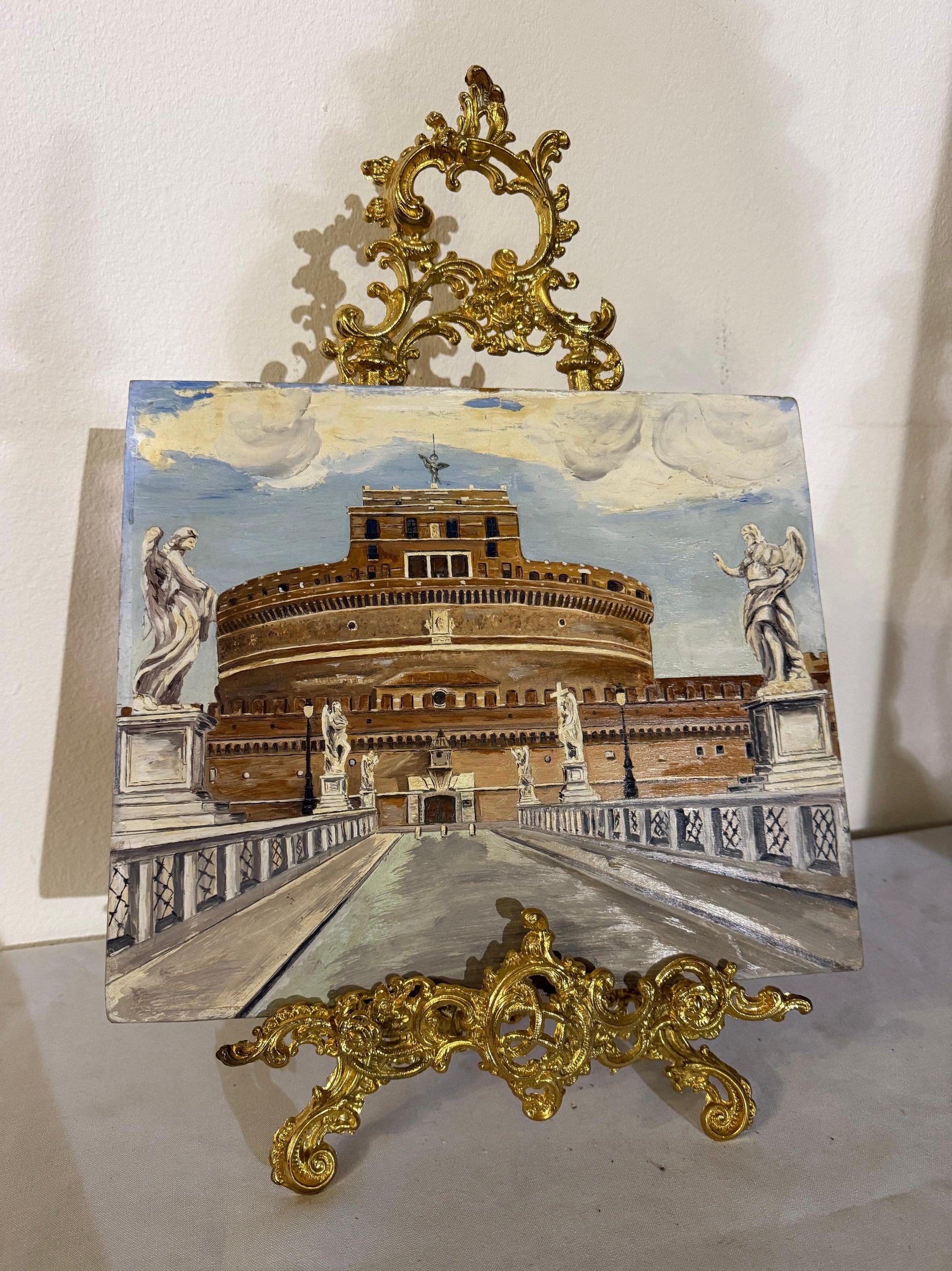 Cavalletto in bronzo lucido portafoto stile francese secolo XX