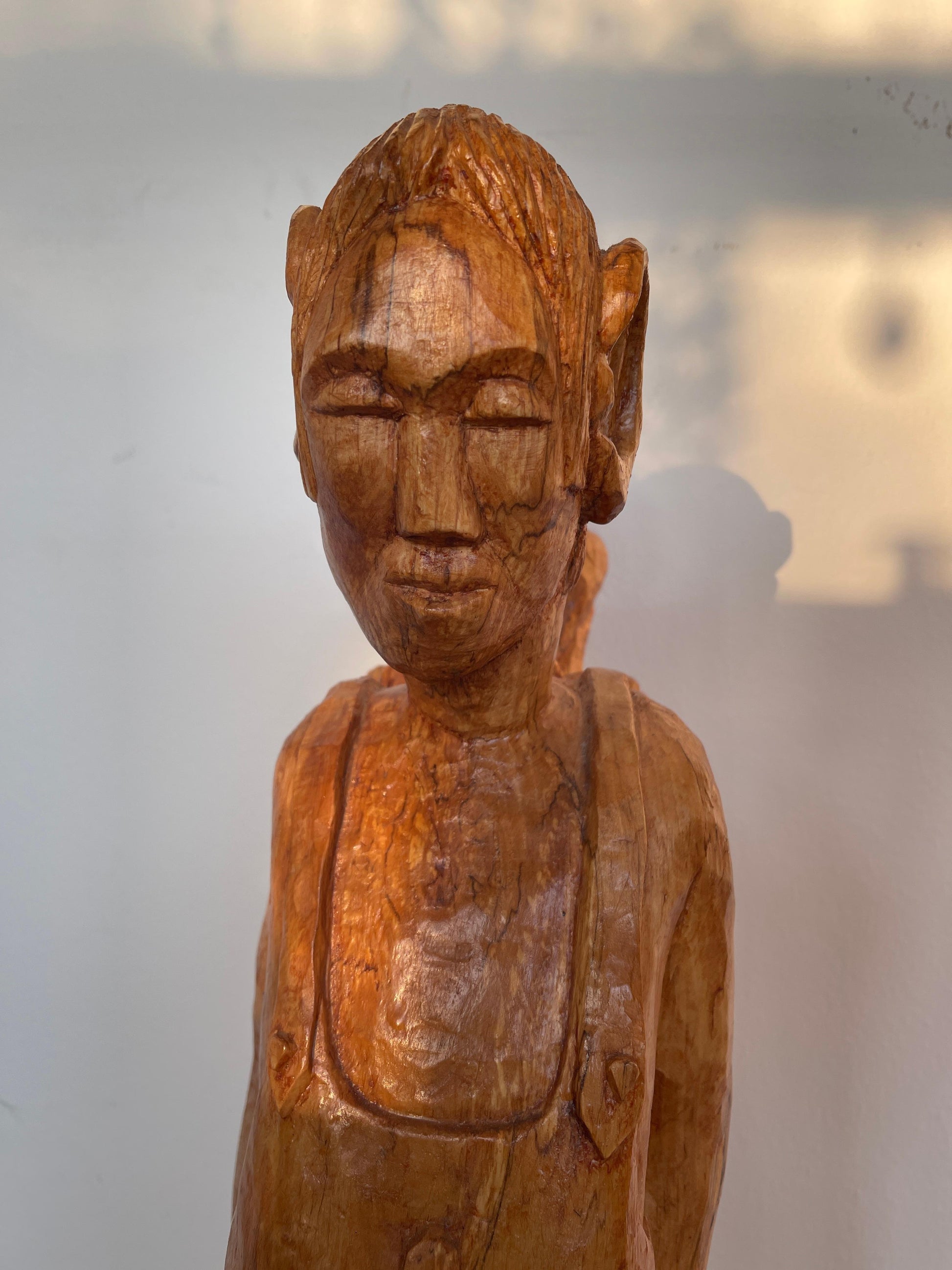 Antica scultura di coppia africana scolpita a mano anni '40