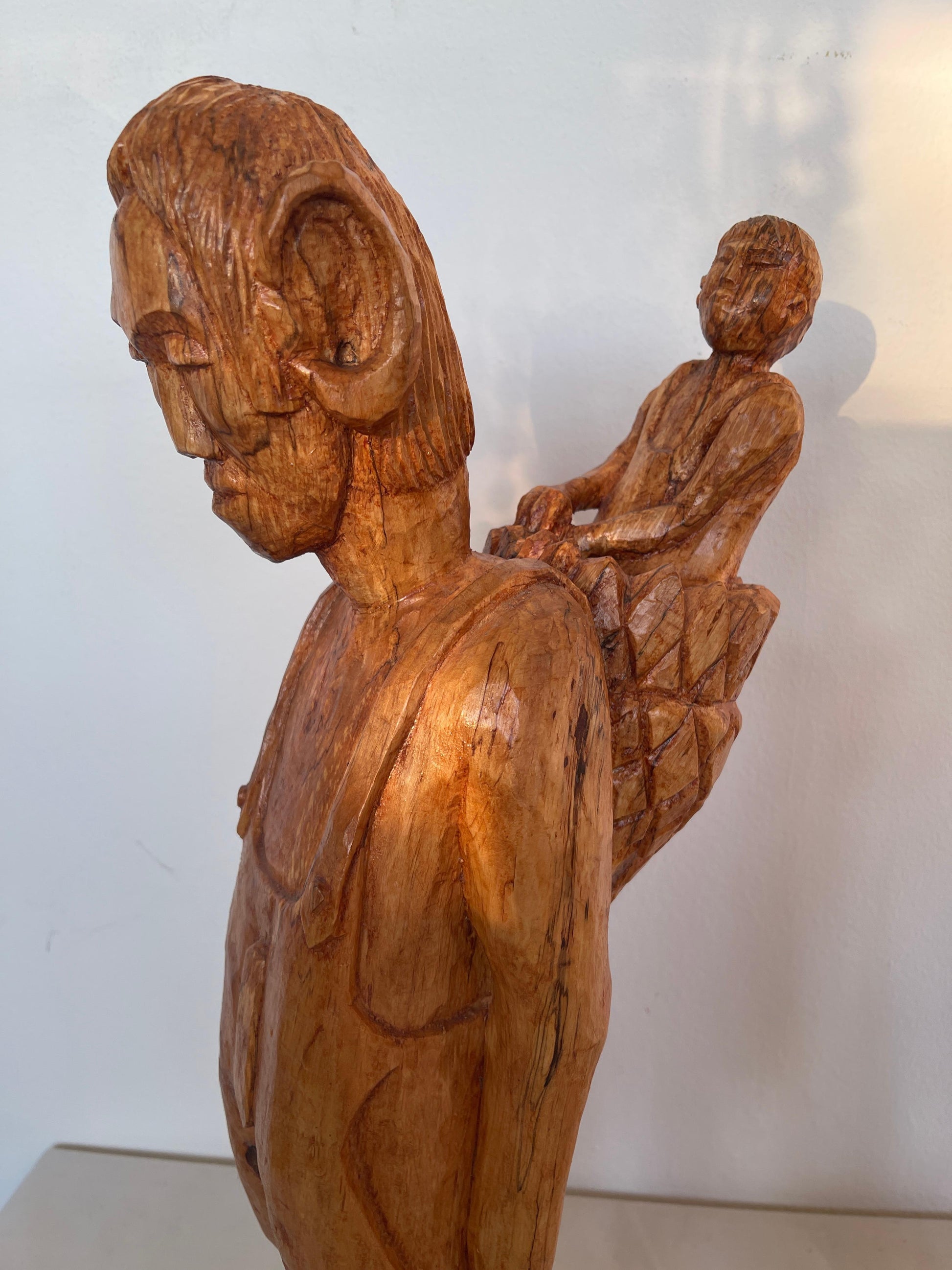 Antica scultura di coppia africana scolpita a mano anni '40