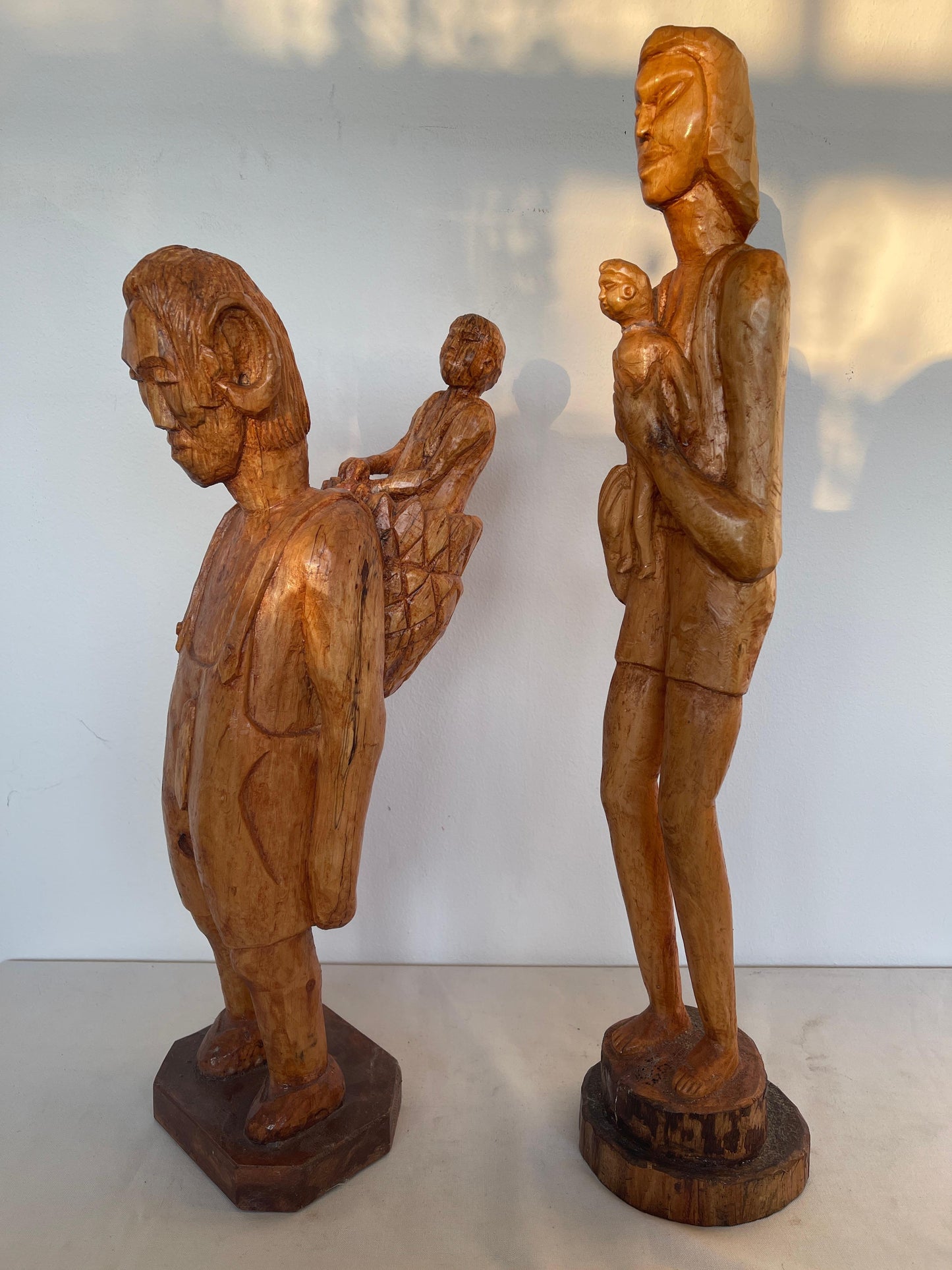 Antica scultura di coppia africana scolpita a mano anni '40