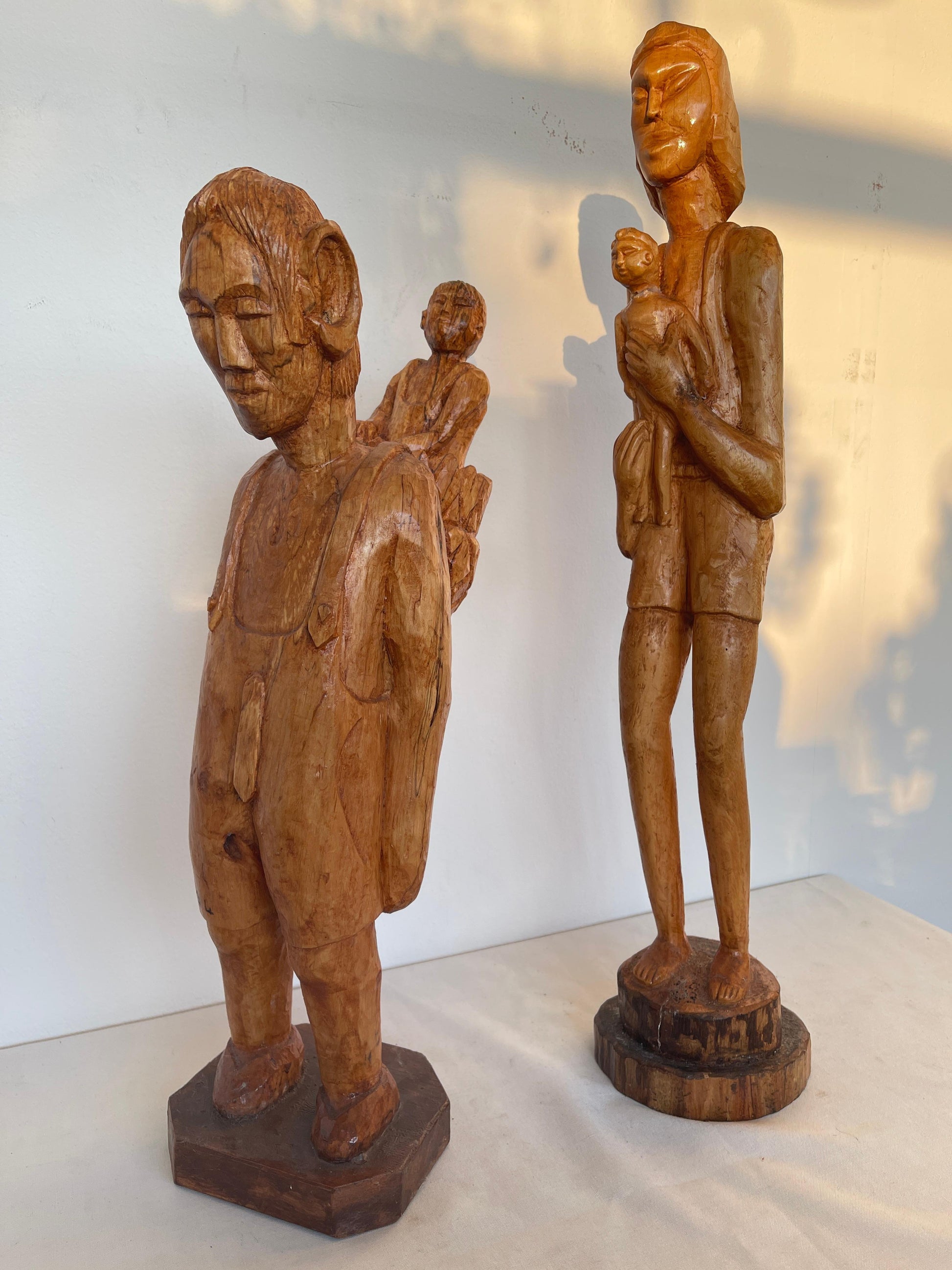 Antica scultura di coppia africana scolpita a mano anni '40