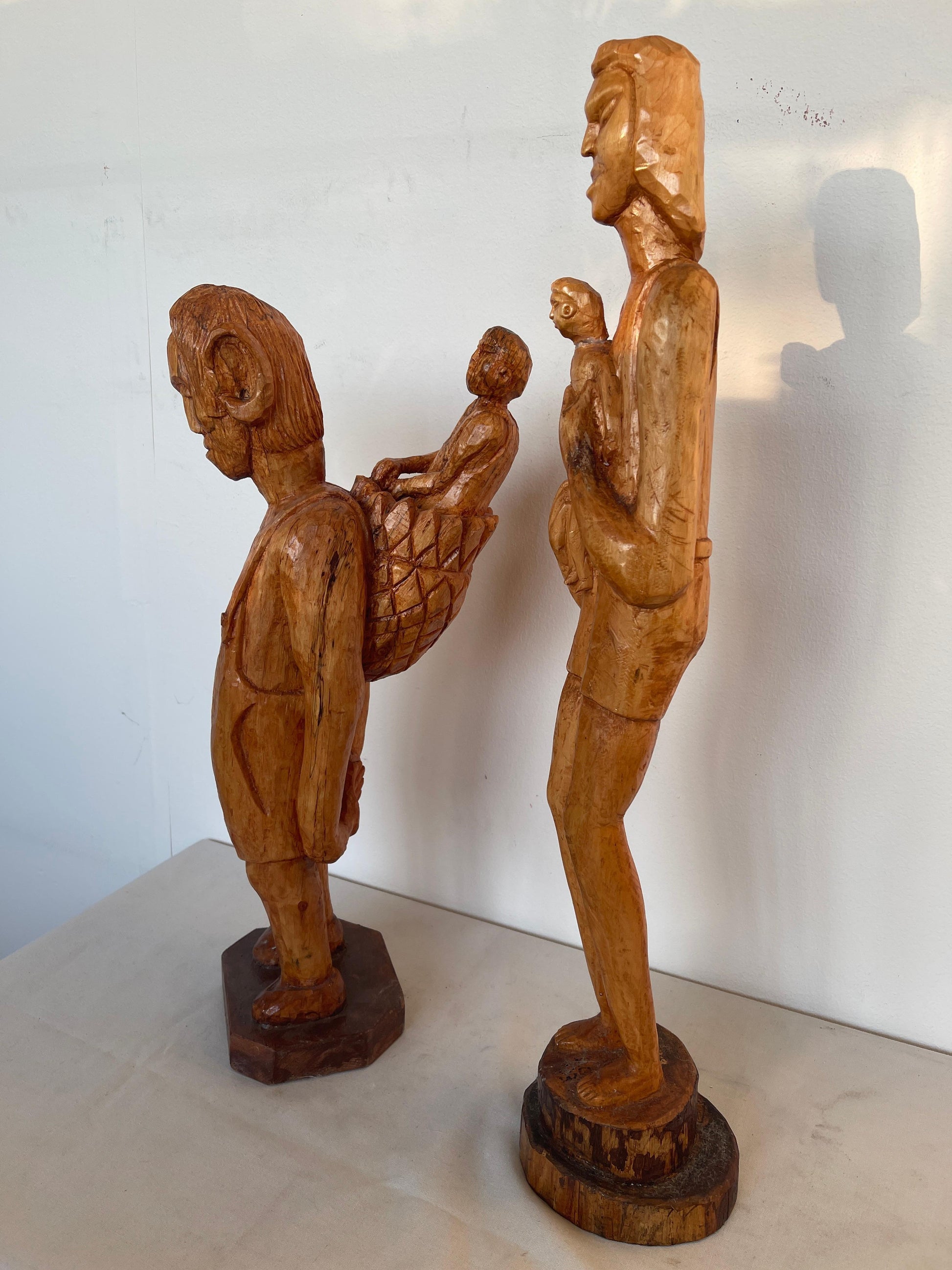 Antica scultura di coppia africana scolpita a mano anni '40