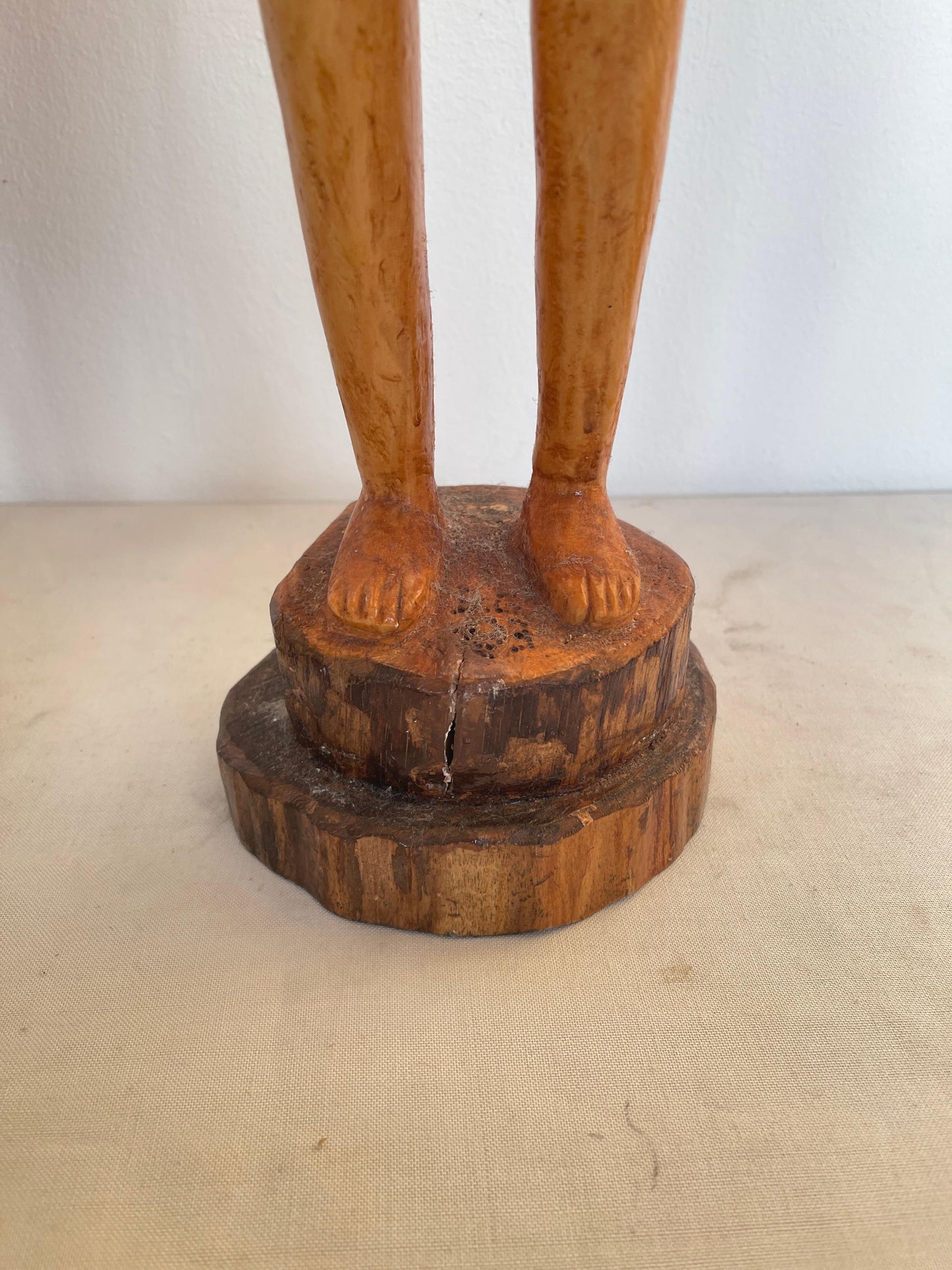 Antica scultura di coppia africana scolpita a mano anni '40