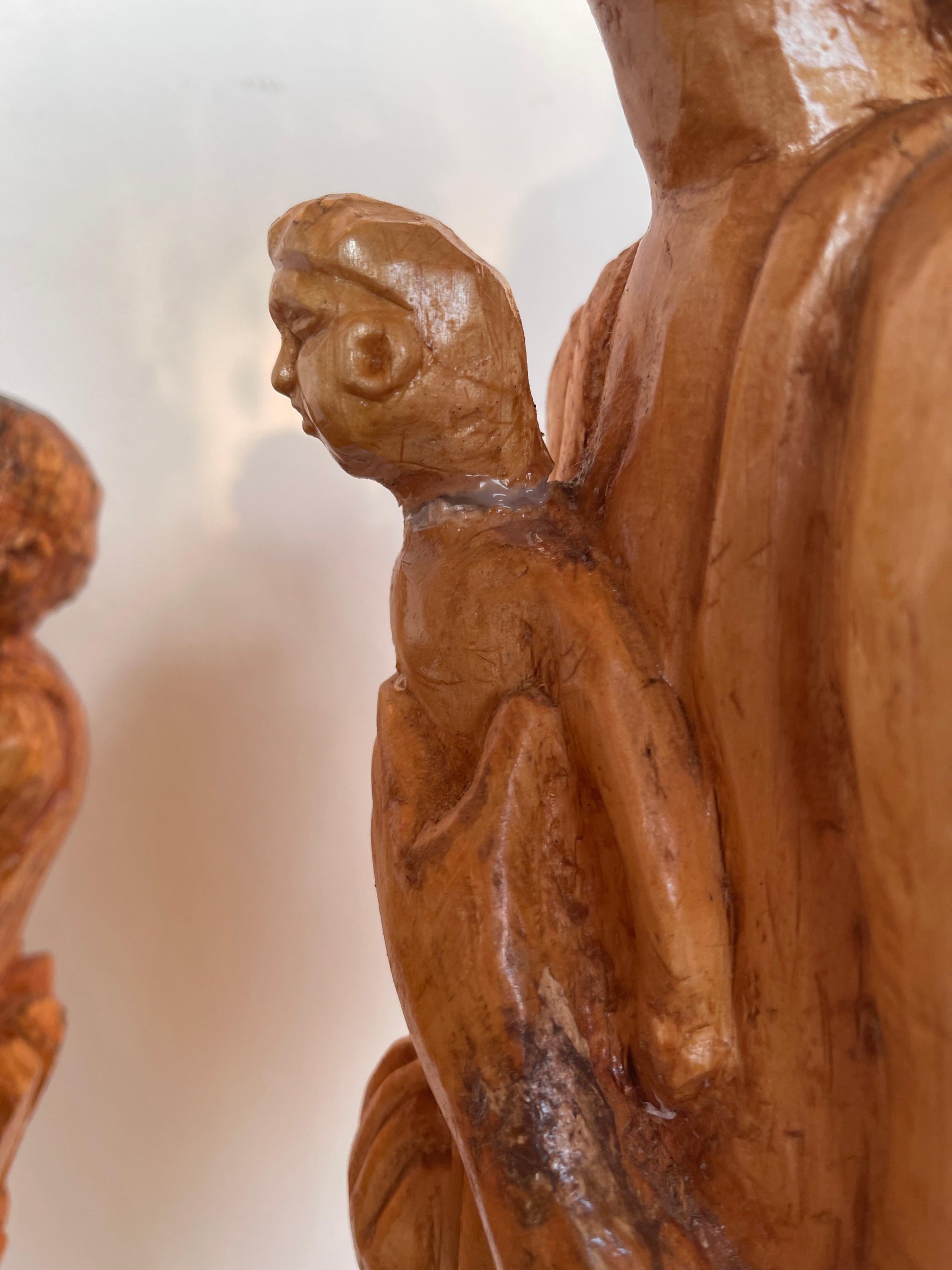 Antica scultura di coppia africana scolpita a mano anni '40