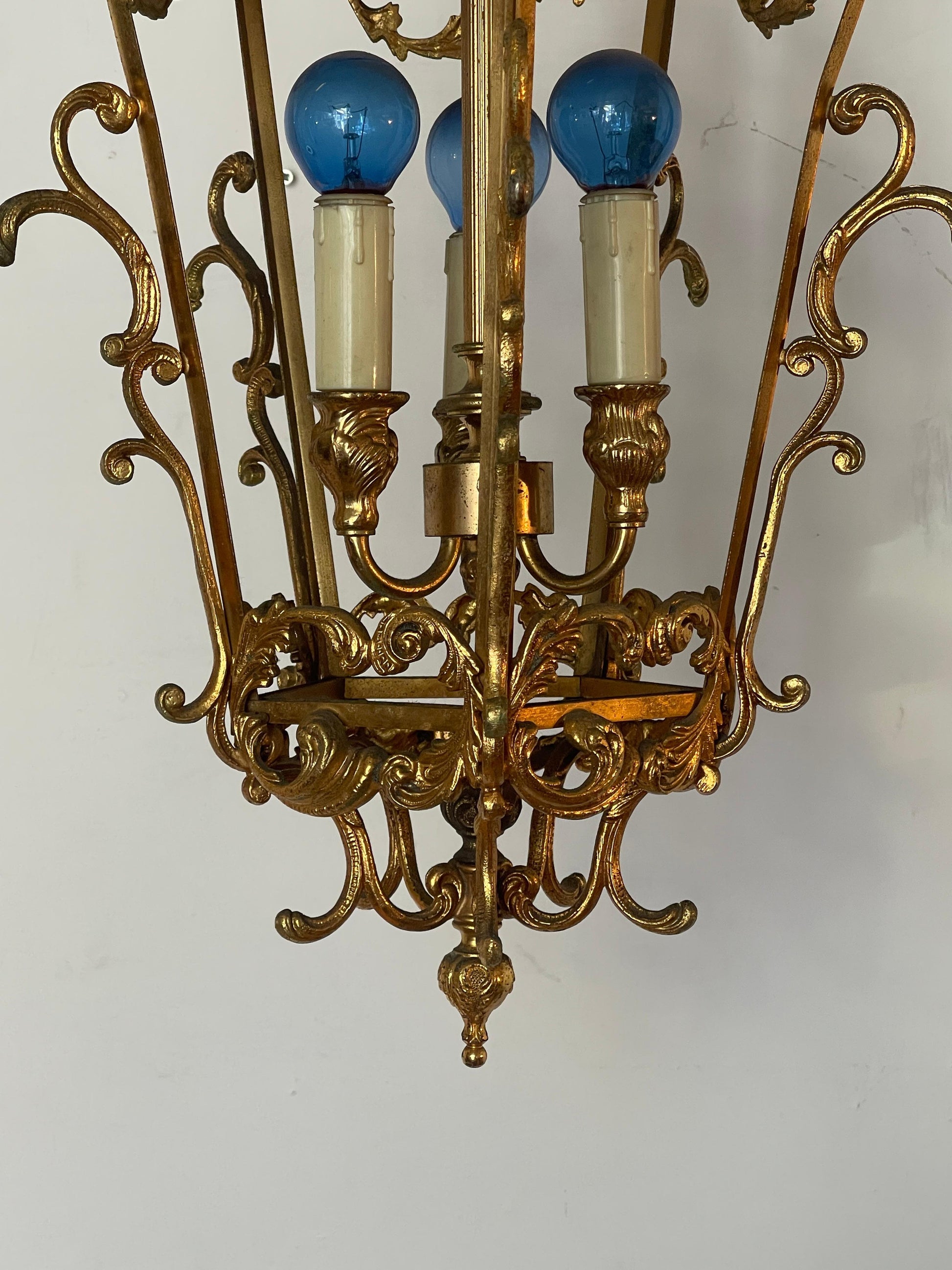 Coppia di lanterne vintage in bronzo degli anni '40