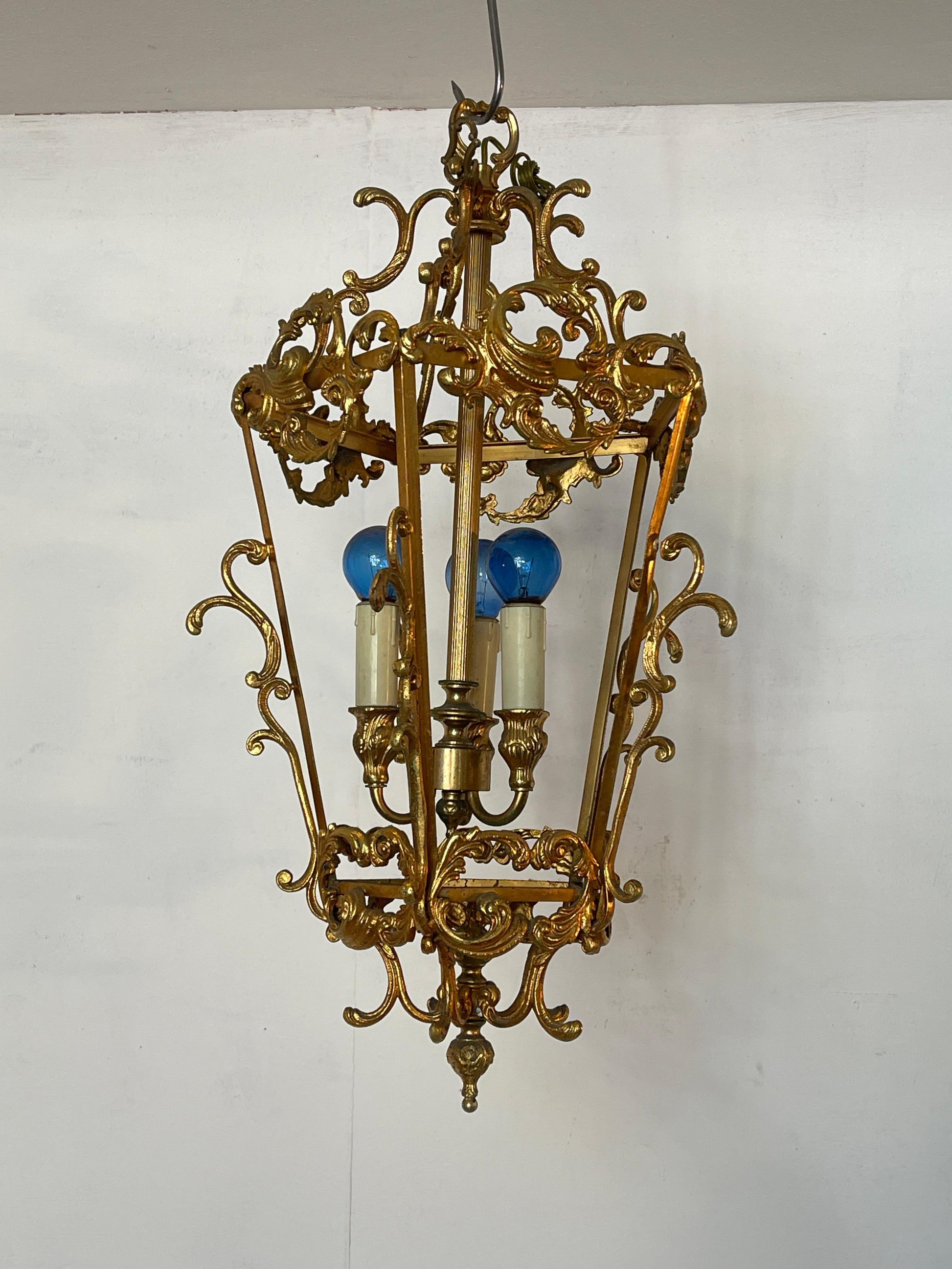 Coppia di lanterne vintage in bronzo degli anni '40