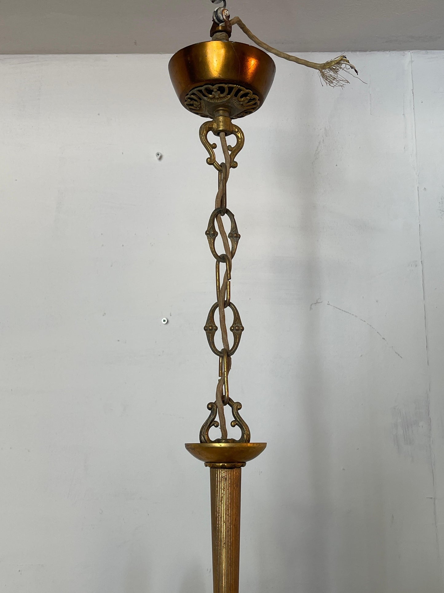 Lampadario a bracci e cristallo vintage anni '50 italian