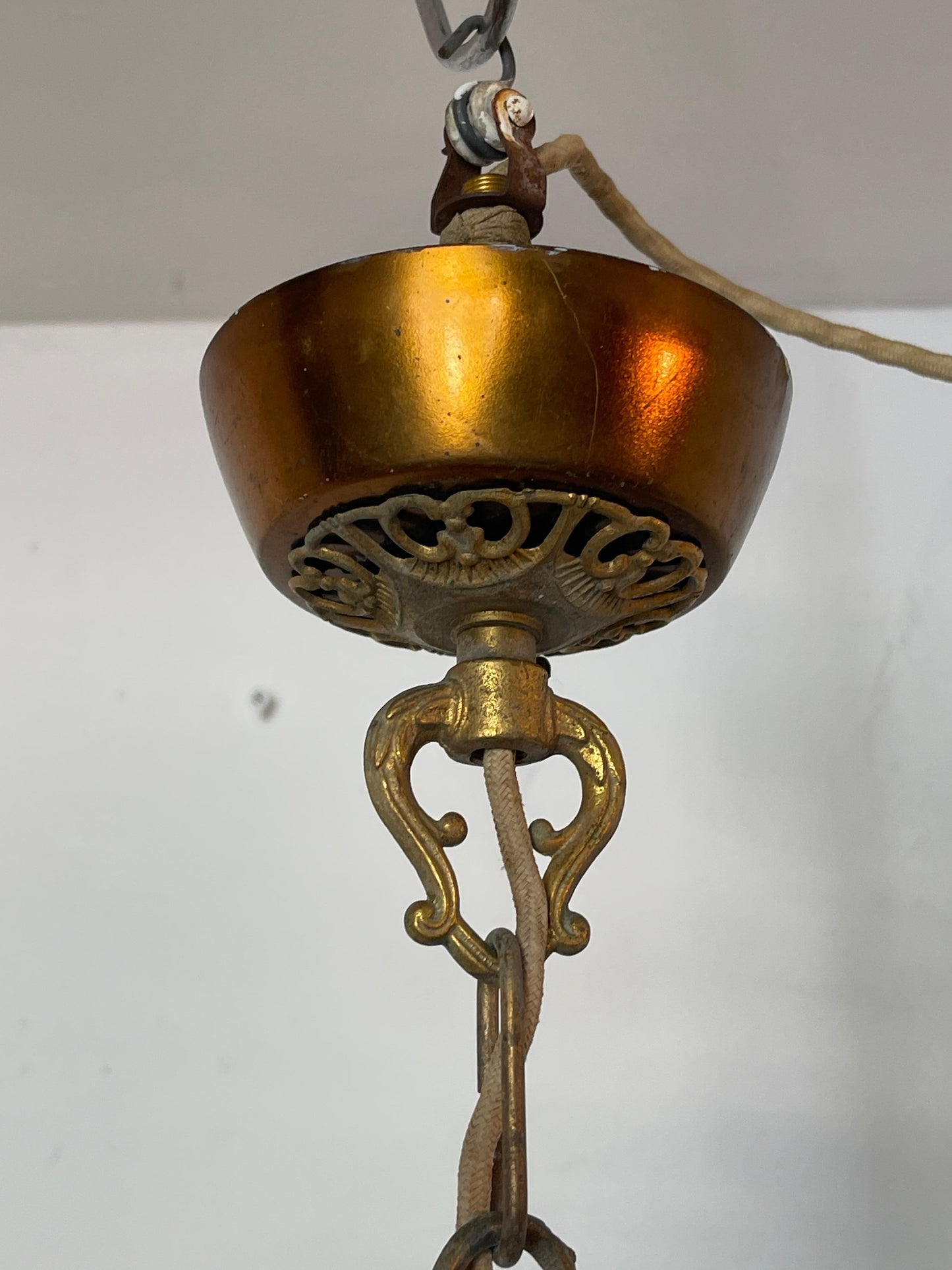 Lampadario a bracci e cristallo vintage anni '50 italian