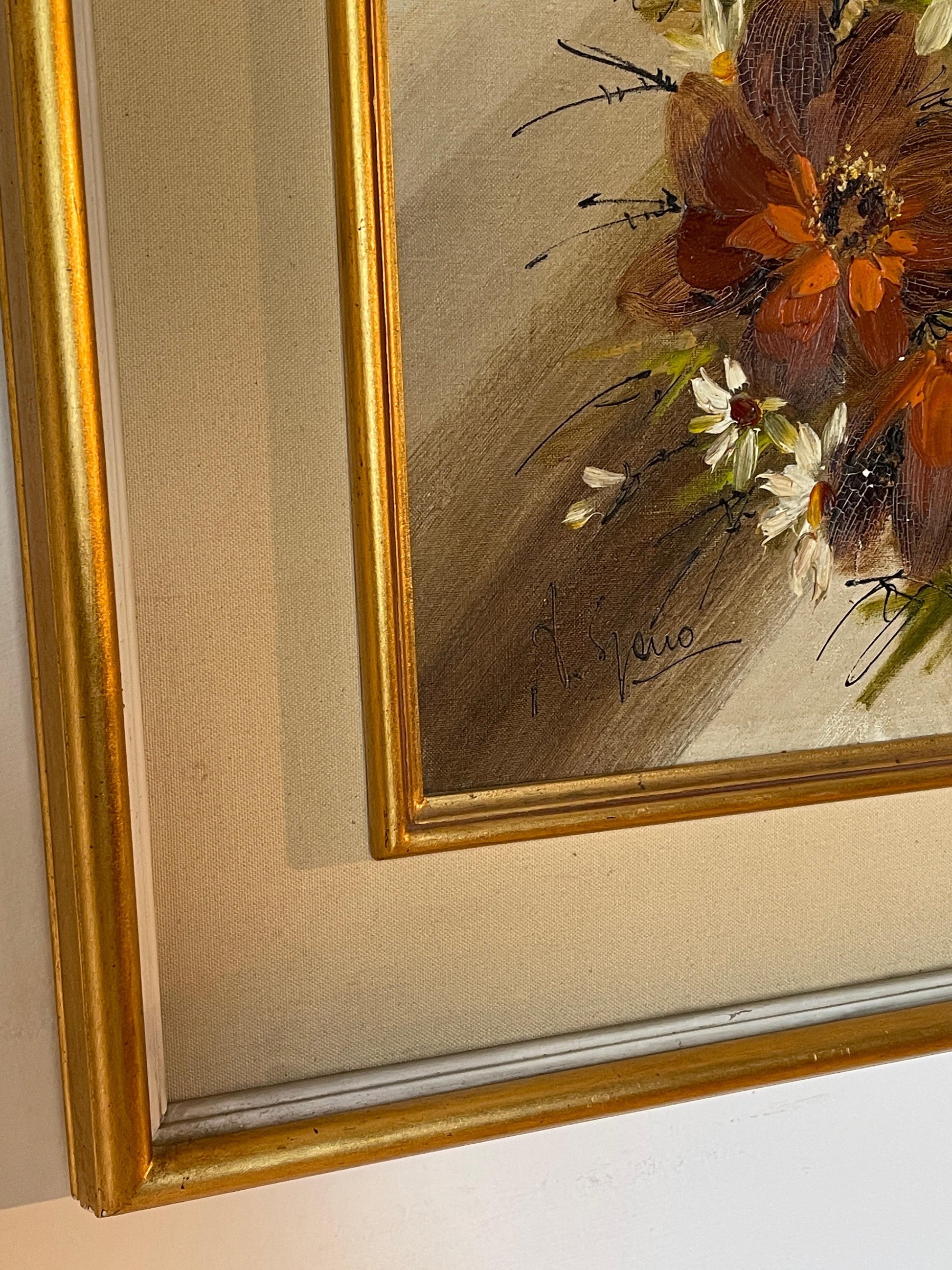 Pittura artistica tempera vintage fiori anni '70