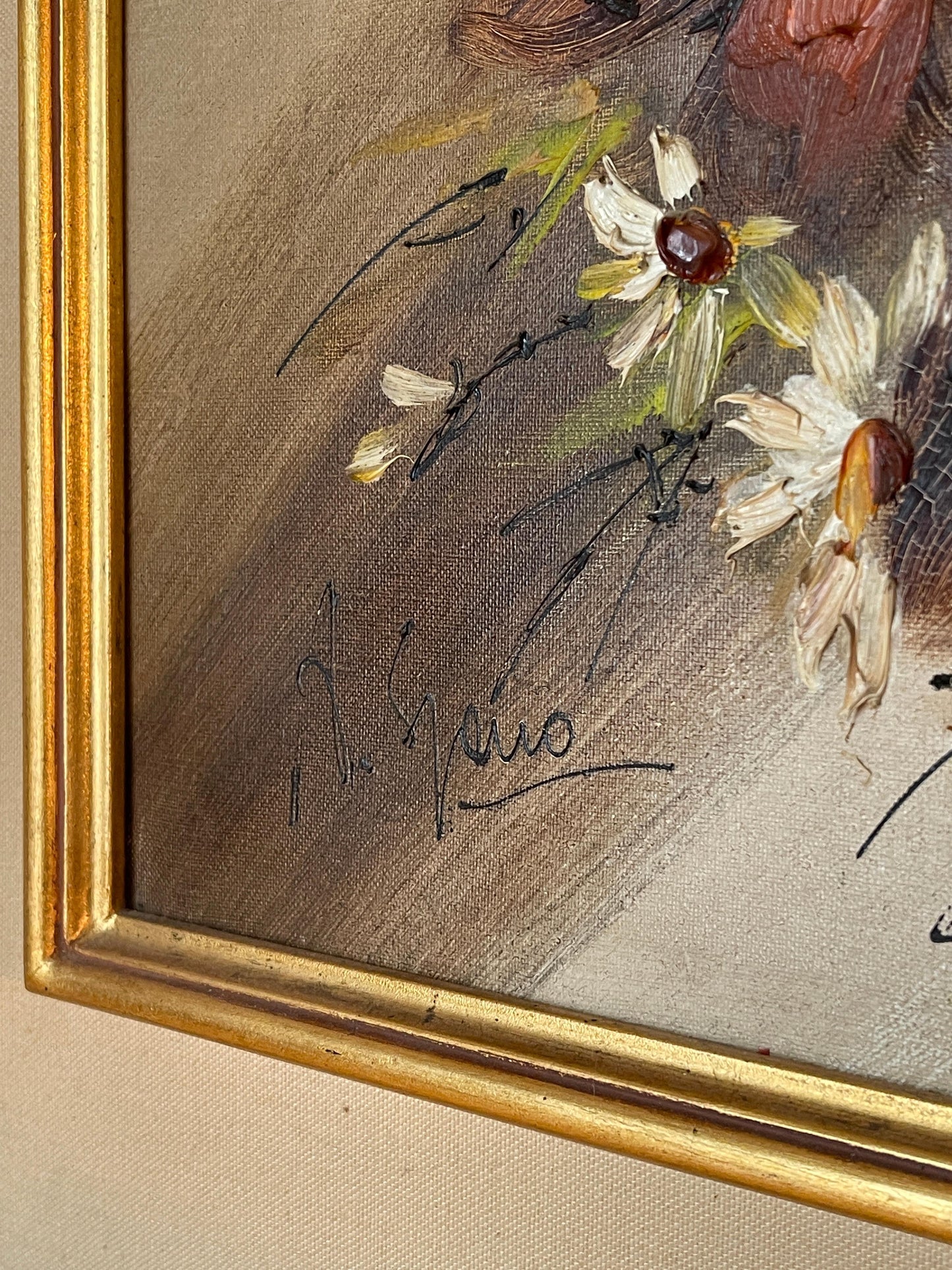 Pittura artistica tempera vintage fiori anni '70