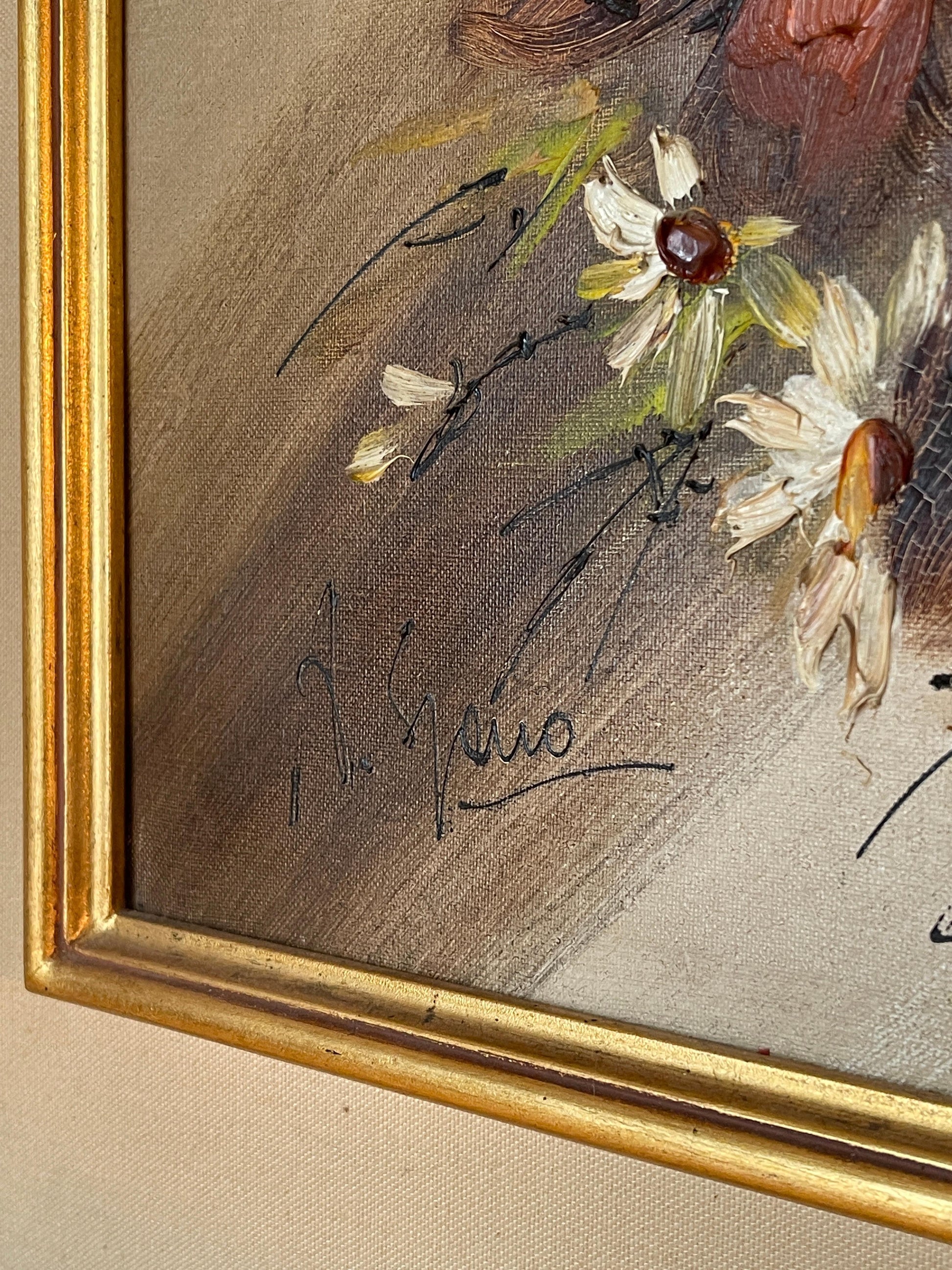 Pittura artistica tempera vintage fiori anni '70