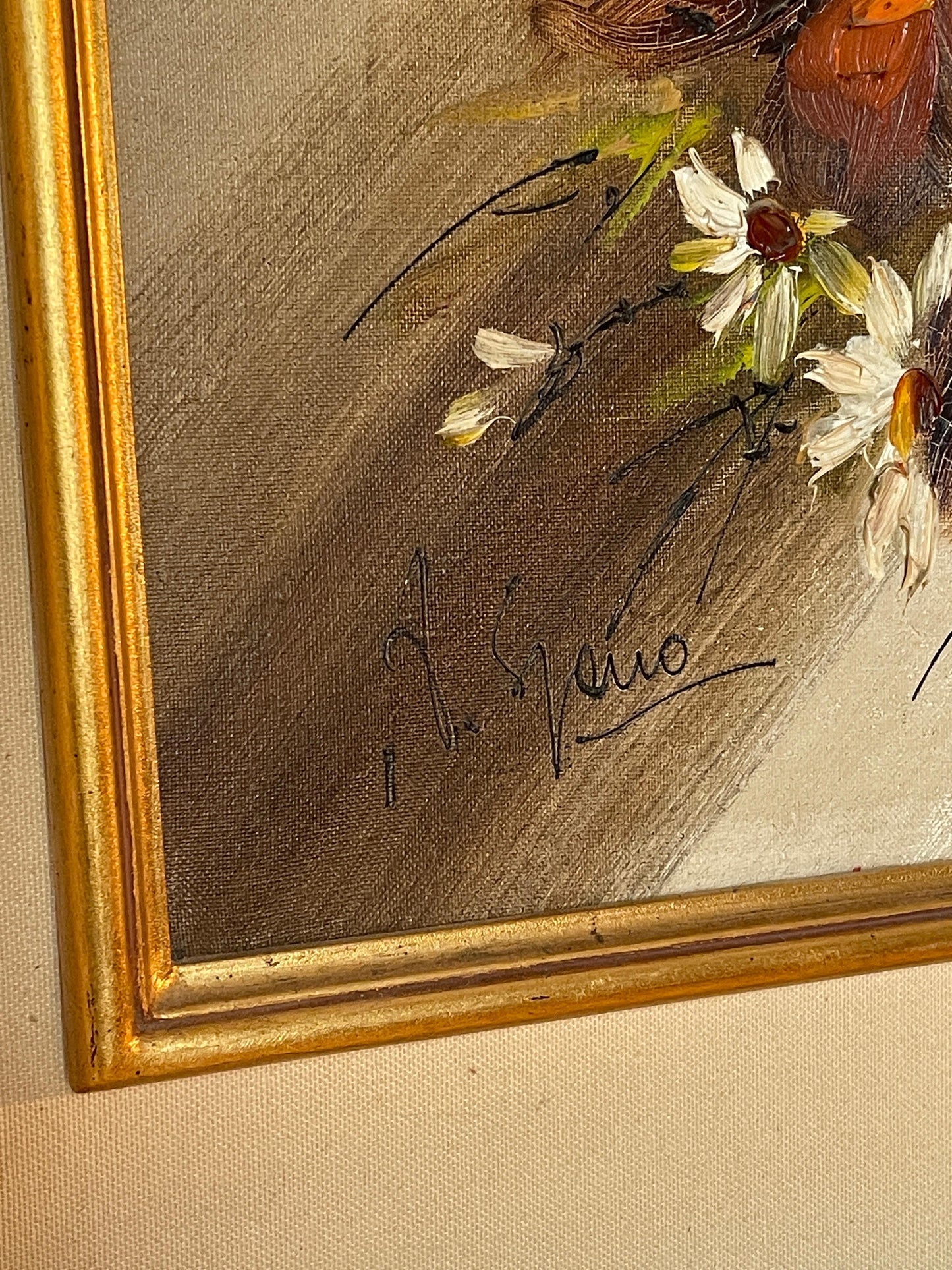 Pittura artistica tempera vintage fiori anni '70