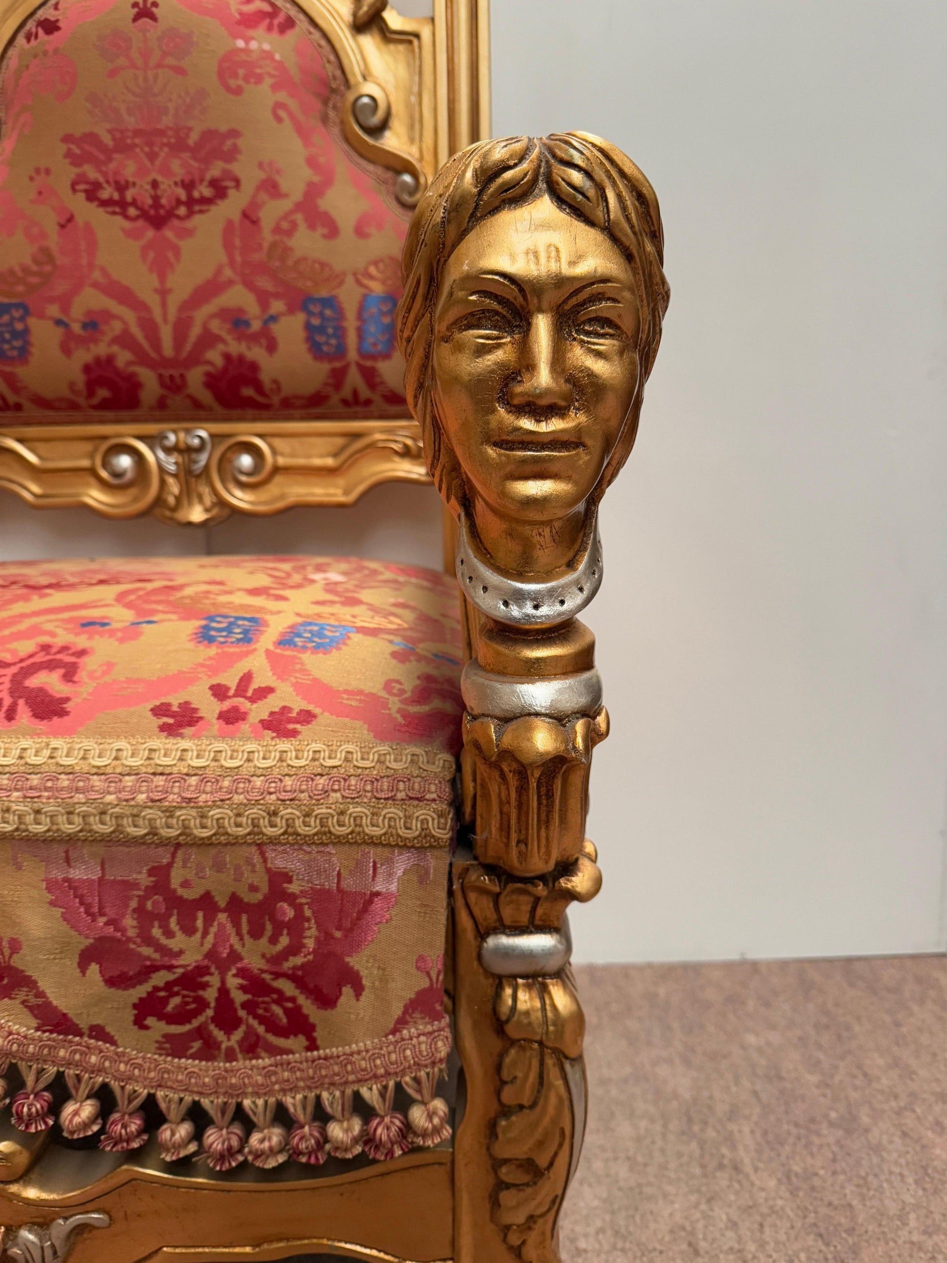Trono reale barocco italiano dorato – Poltrona del re 1970