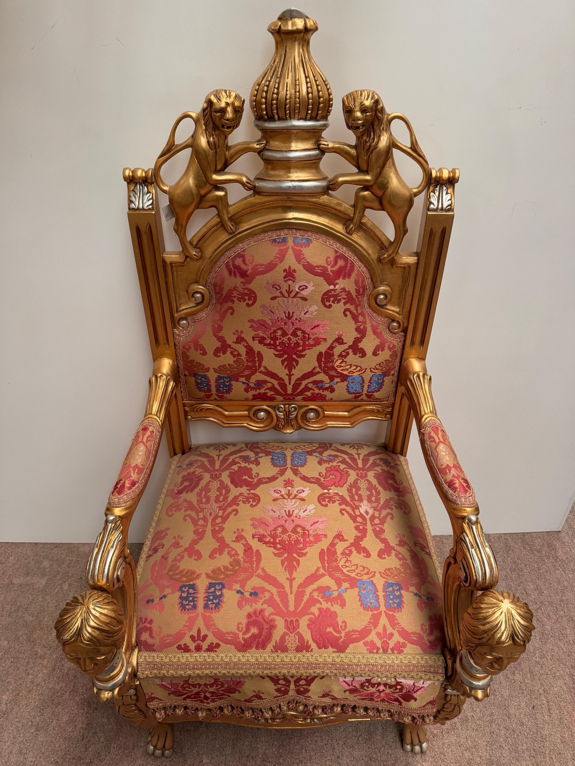 Trono reale barocco italiano dorato – Poltrona del re 1970